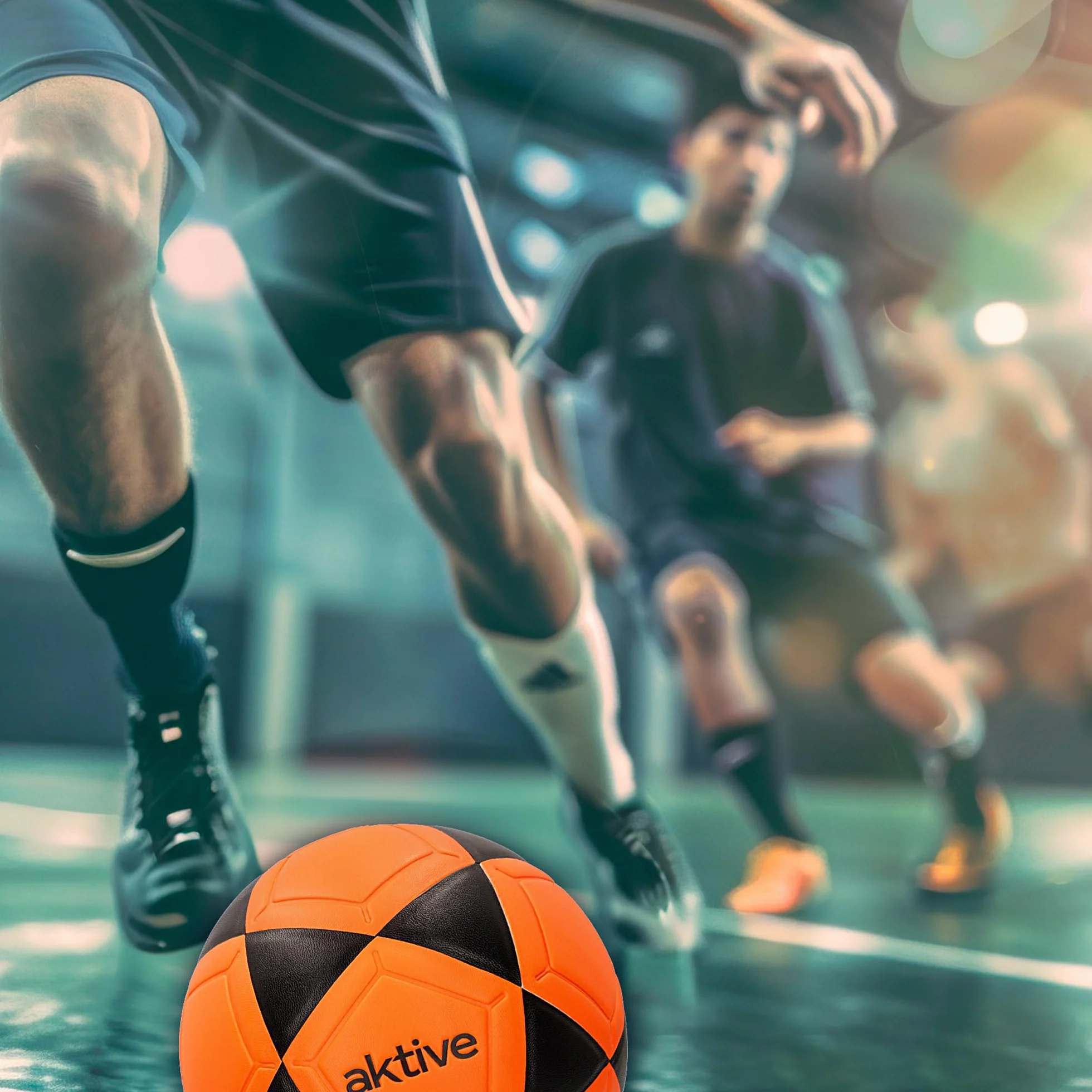 AKTIVE Balón de Fútbol Sala PVC Talla 3 230-250g D18 cm Naranja y Negro