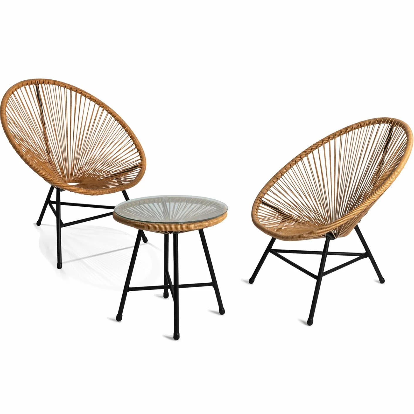 Conjunto de Jardín Izmir Mesa 2 Sillas Efecto Ratán