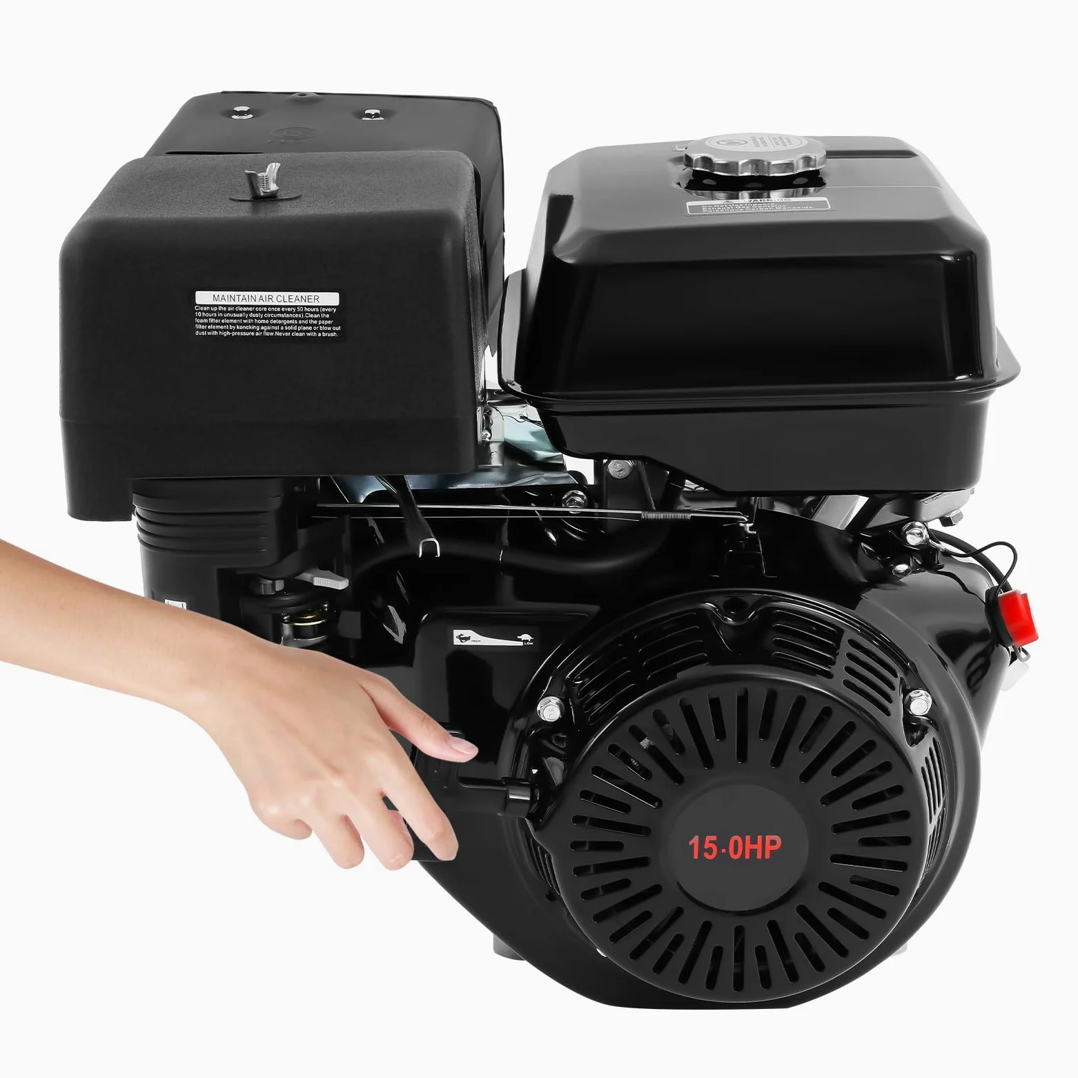 Motor motor gasolina motor estacionario 4 tiempos motor industrial cilindro horizontal gas motor retroceso nuevo negro 15Cv 420Cc 9Kw