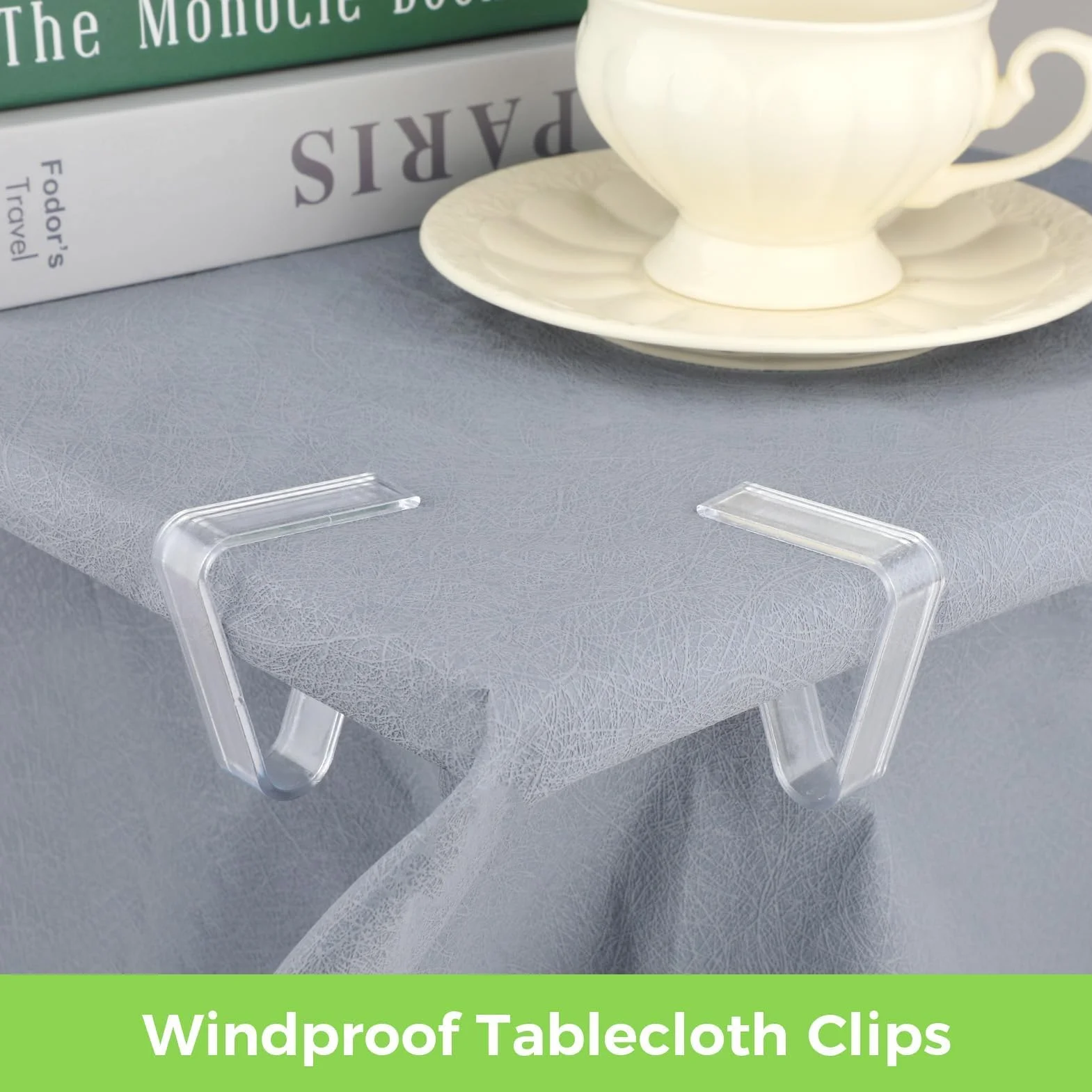 12 Piezas Pinzas para Mantel de Plástico Transparente, Sujetadores para Mesas de Comedor de 3,5-5,5 cm de Grosor para Restaurantes, Sujetamanteles Multifuncional para Mesa Exterior