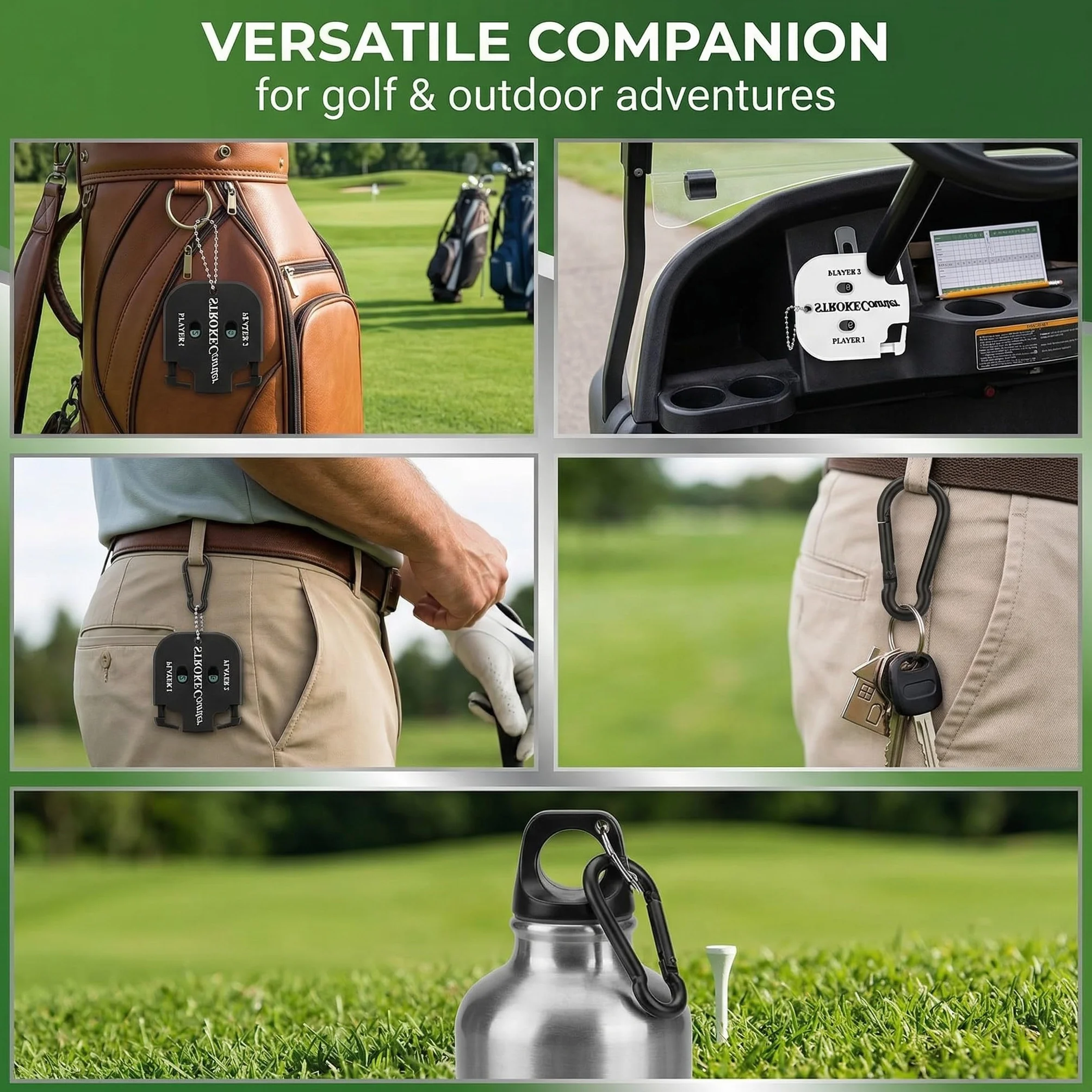 Contadores de golpes de golf 2 pcs con ganchos a presión