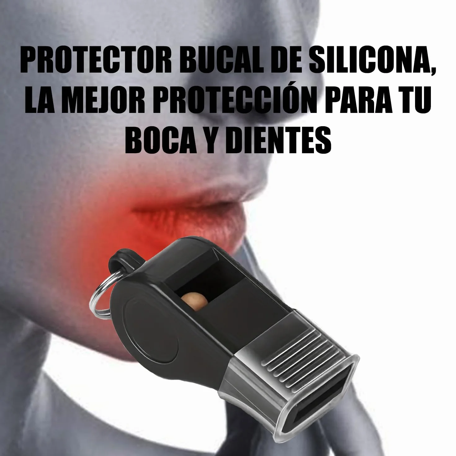 Silbato profesional con protector bucal de silicona y cordón 2u para árbitros entrenadores baloncesto fútbol