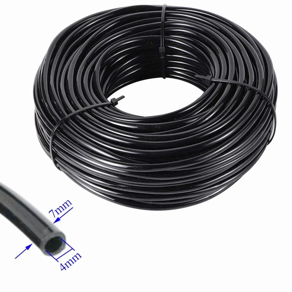 Tubo de riego por Goteo, Tubo de riego por microgoteo, Manguera de jardín de PVC, Negro, 1/4 Pulgadas, 4-7mm, Longitudes múltiples(40M)