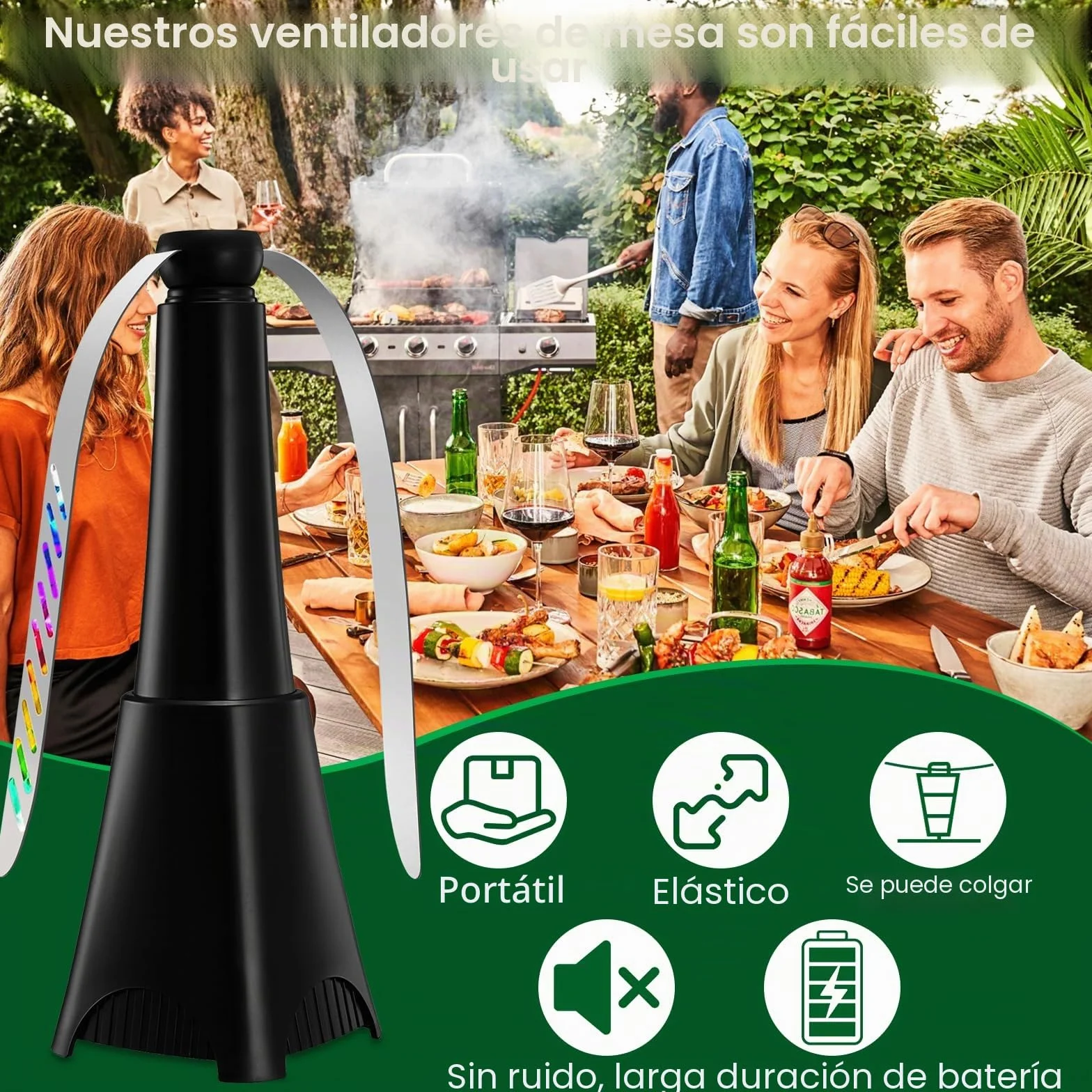 Ventilador Repelente de Moscas, Repelente de Insectos de Picnic, Ventiladores para Moscas, Ventilador de Mosca para Terraza, Picnic, Barbacoa, Exterior e Interior(2 Pieza)