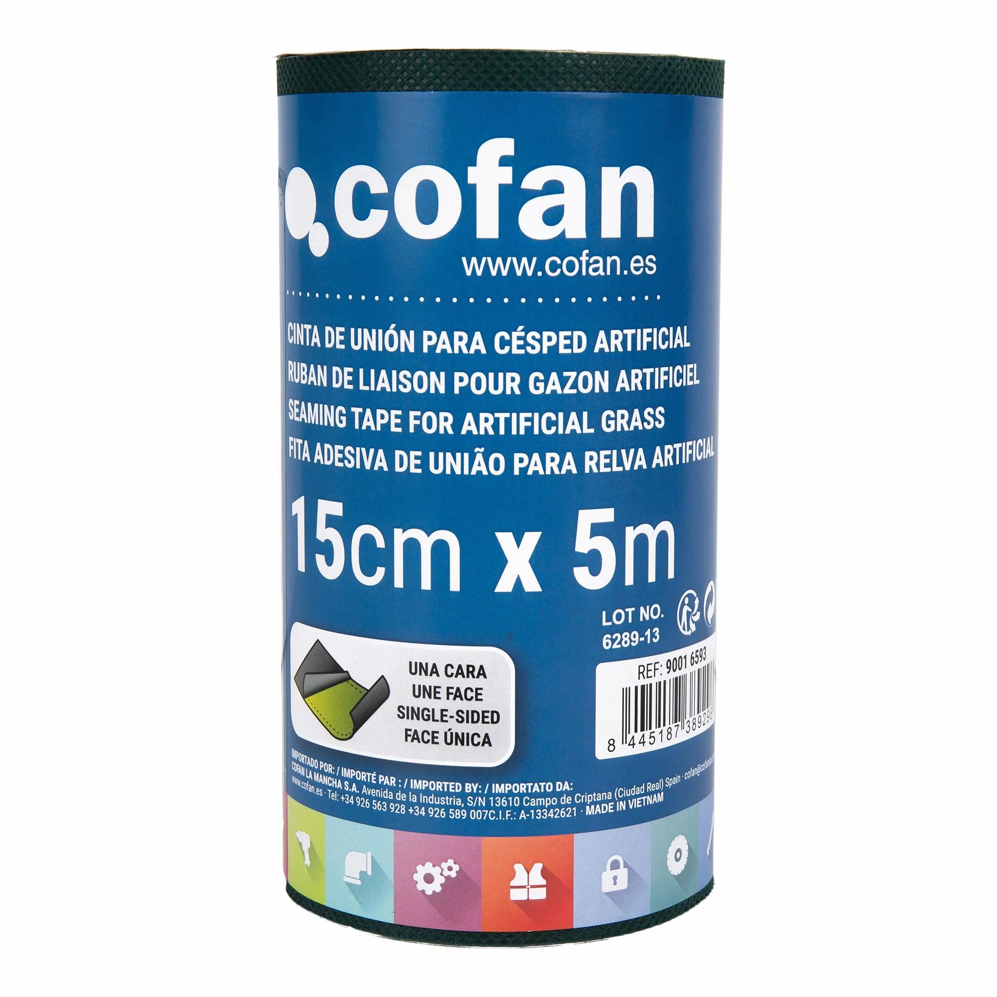 Cofan Cinta Adhesiva de una cara para unir Césped Artificial | Unión Duradera y Resistente al Exterior | Dos Medidas (15 cm x 10 m)