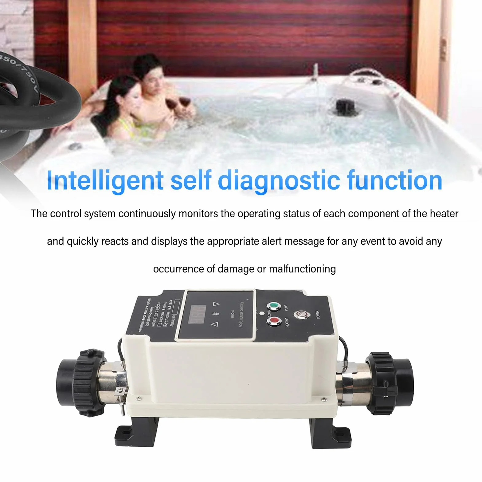 Sxhlseller Bomba de Calor para Piscina 230 V - 2,7-3,3 KW Termostato Calentador de Agua para Piscina con Pantalla Digital para Bañera de Hidromasaje