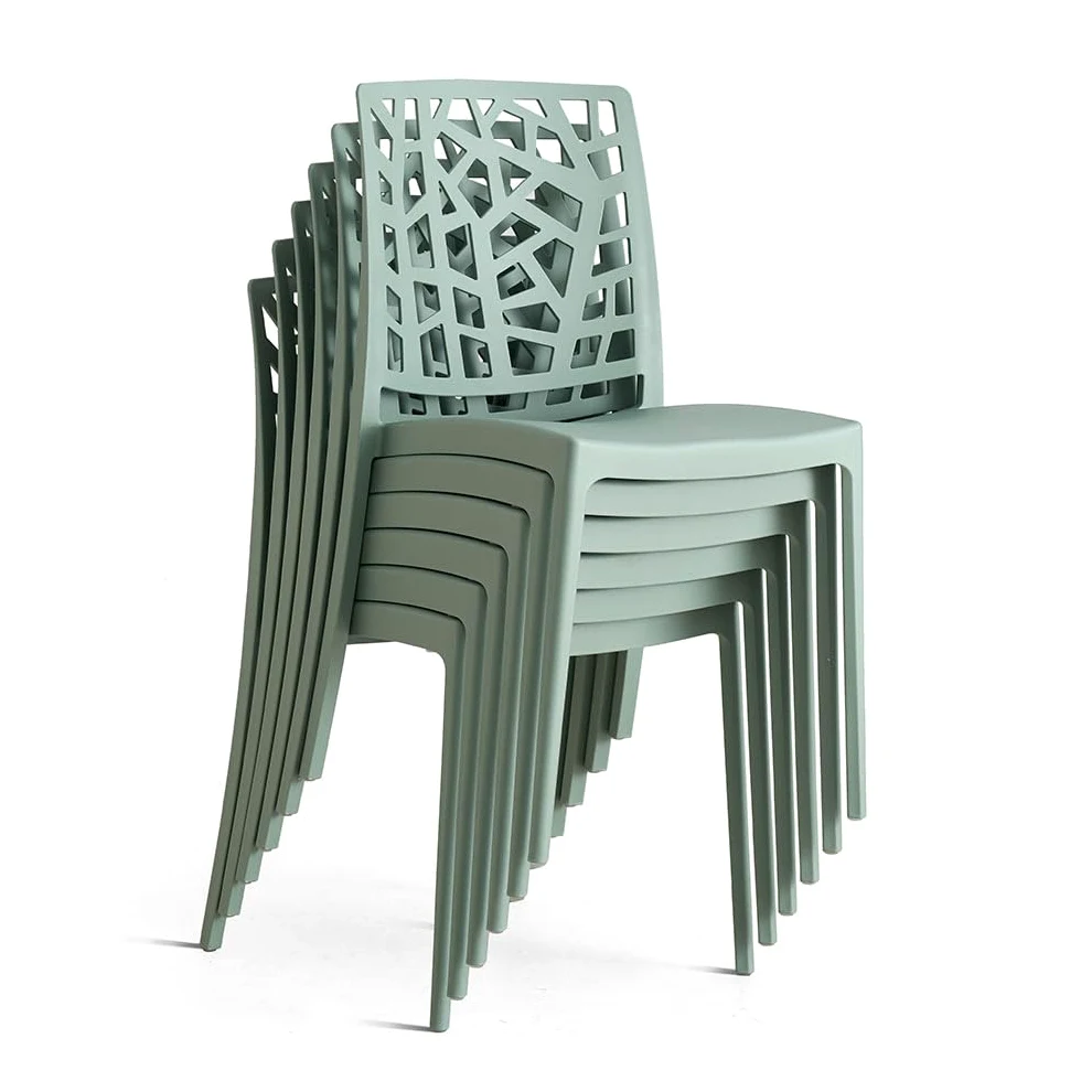 SIEDITI FUORI E DENTRO Sillas de Jardin en polypropylène Avec Fibre de verre, Sillas empilables pour extérieur ou intérieur, Design Moderne et Naturel - Trixy (4 Sillas, Verde Salvia)