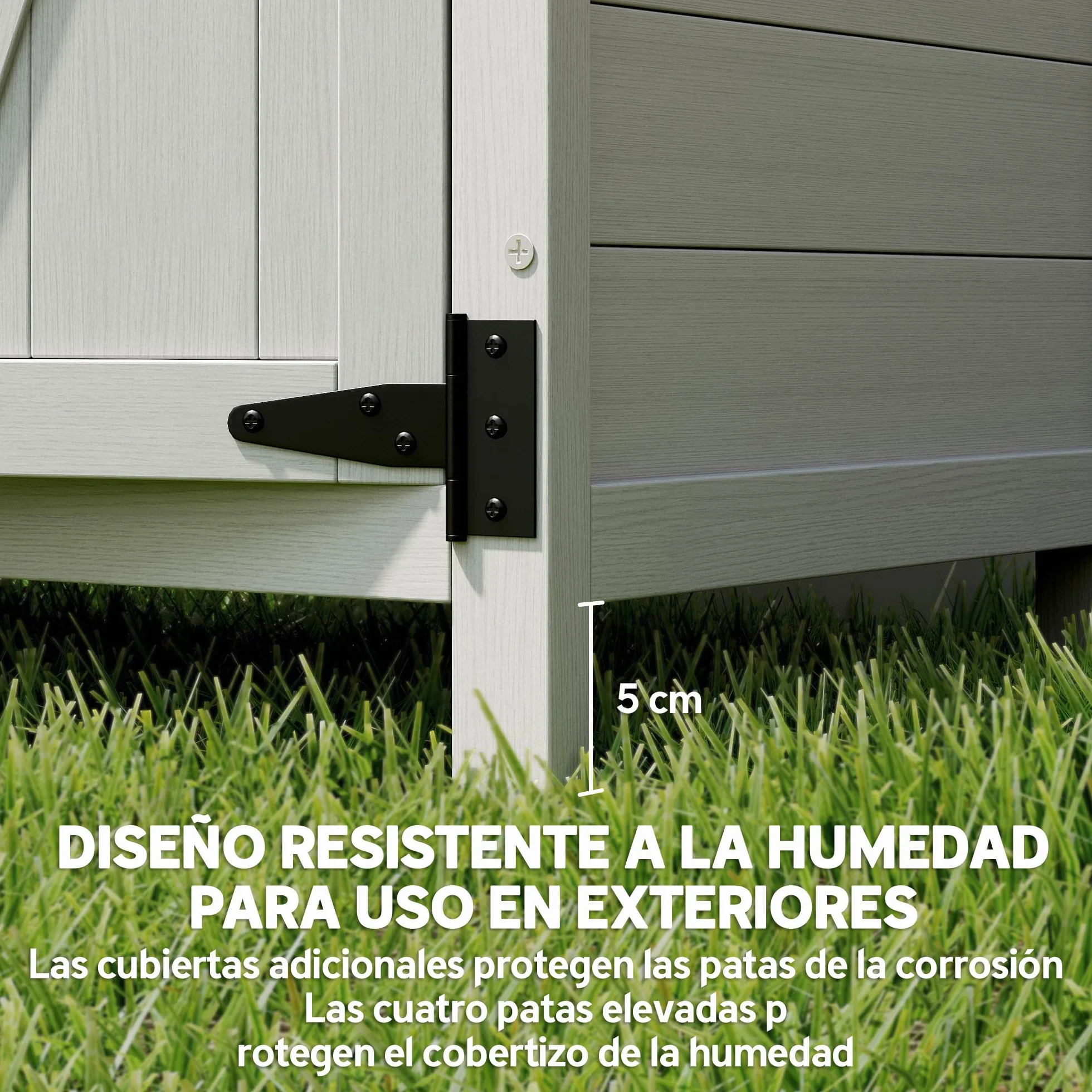Outsunny Caseta de Jardín de Madera, 75x40x90 cm, Cobertizo Jardín Exterior, Armario para Almacenaje de Herramientas, con 4 Estantes, 2 Puertas y Techo de Acero Galvanizado, Gris