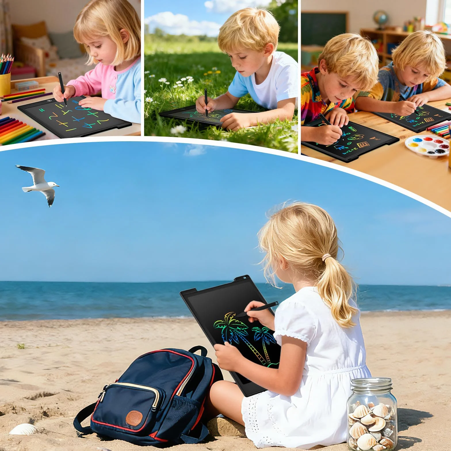 Tableta Escritura LCD Color 12'' Pizarra Magnética Infantil Cuaderno Digital Dibujo Niños Juguete Educativo Regalo
