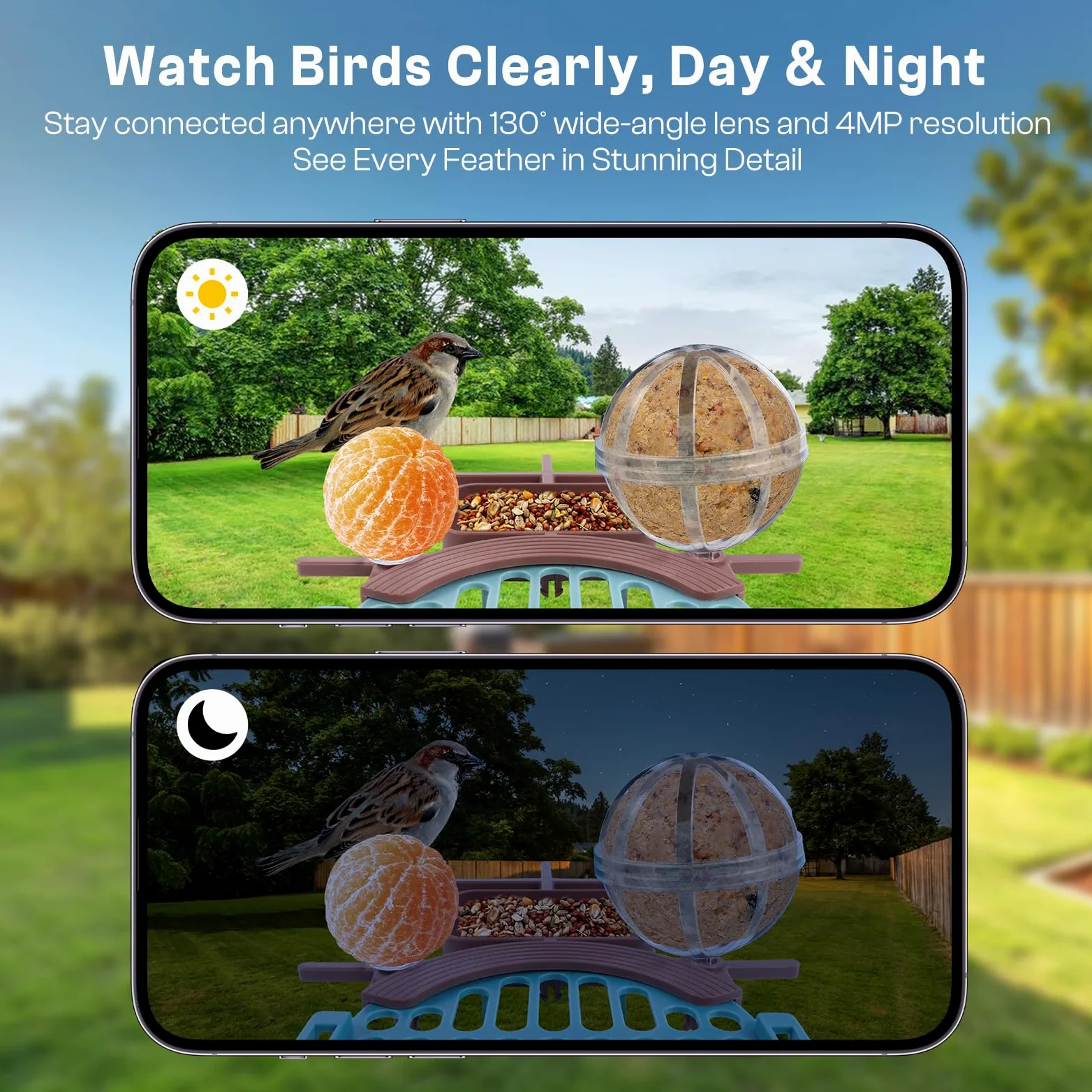 Pajarera con cámara de 4 MP, comedero solar para pájaros y comedero: vídeo/toma de fotos, identificación de IA, detección de movimiento, notificación instantánea, visión nocturna, WiFi de 2,4 GHz