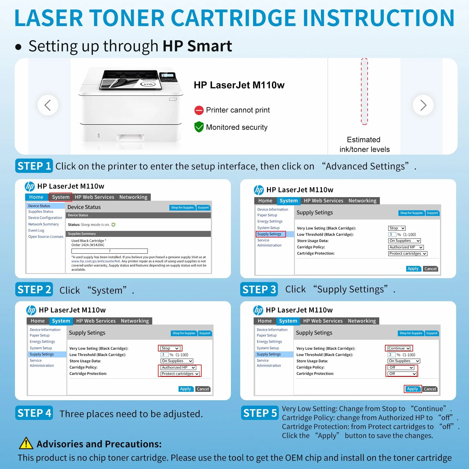 Tóner de Repuesto HP 142A W1420A para LaserJet Pro M110w M110 M110we MFP M140w M140 M140we M139w M139we M139 (1 Negro)