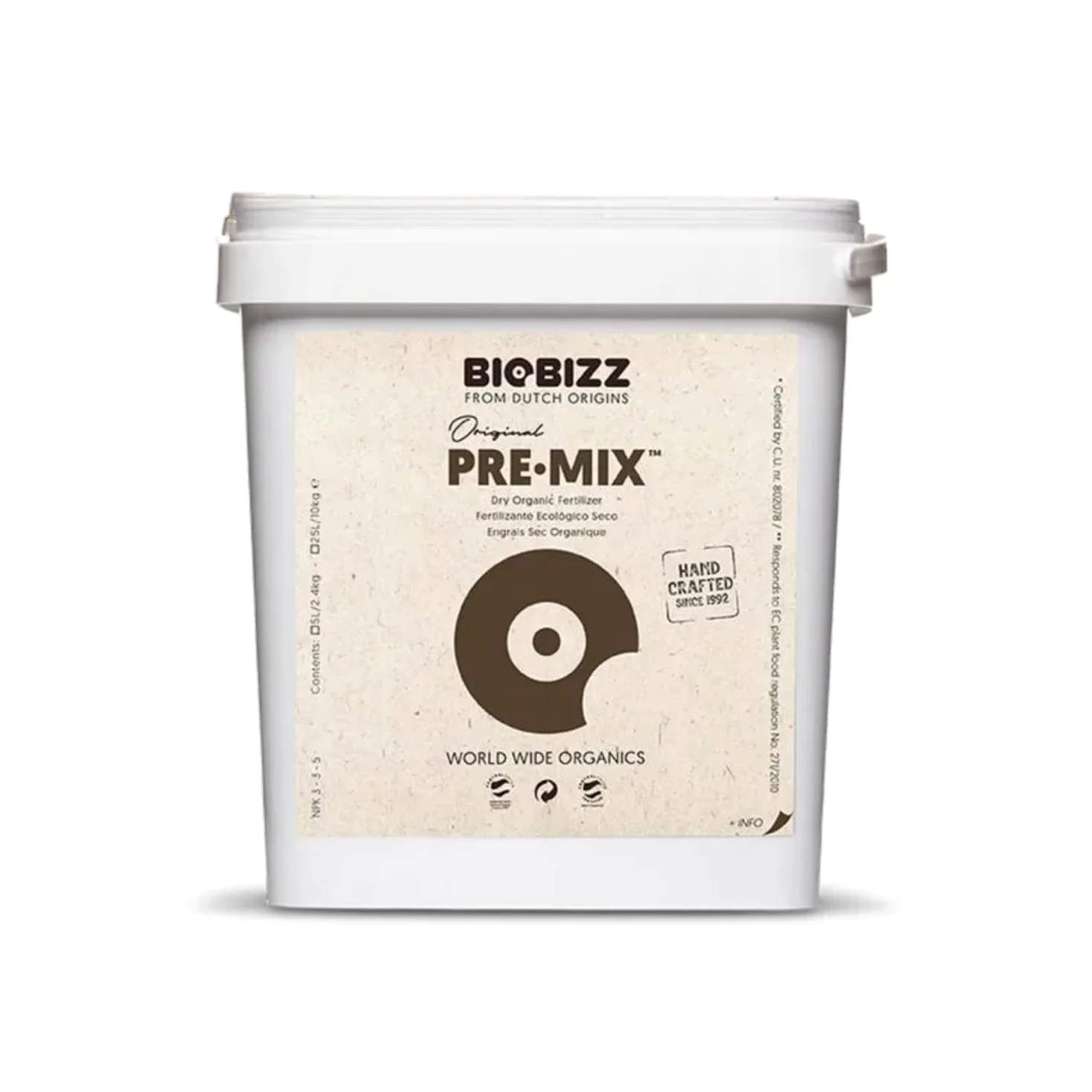 GROWMANIA Sustrato Pre Mix BioBizz 25 L | Fertilizante Bio Bizz Crecimiento Plantas y Cultivos