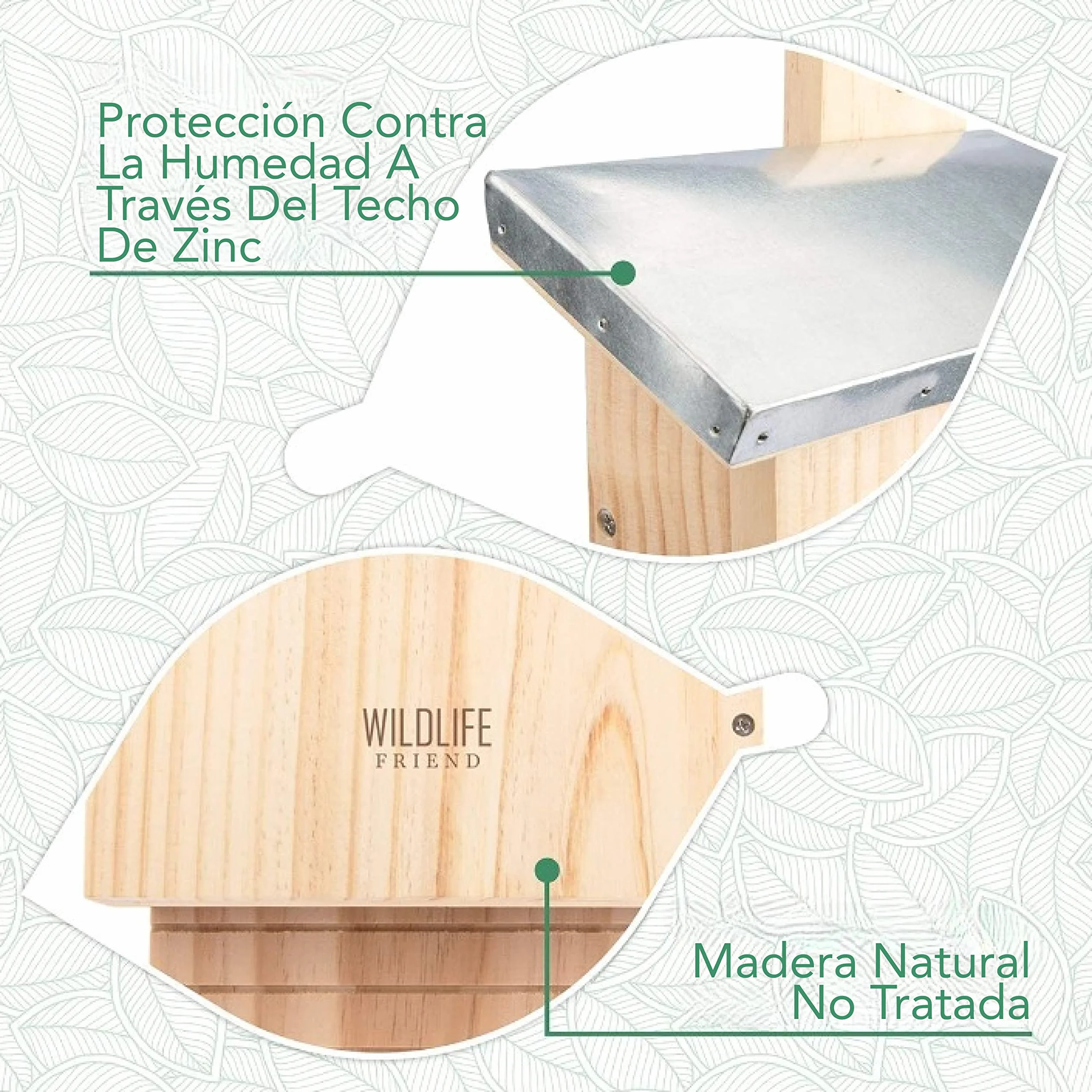 WILDLIFE FRIEND Caja Grande para murciélagos, Madera Maciza atornillada y 100% Resistente a la Intemperie, Sin Tratar, Casa para murciélagos y Caja de anidación para murciélagos