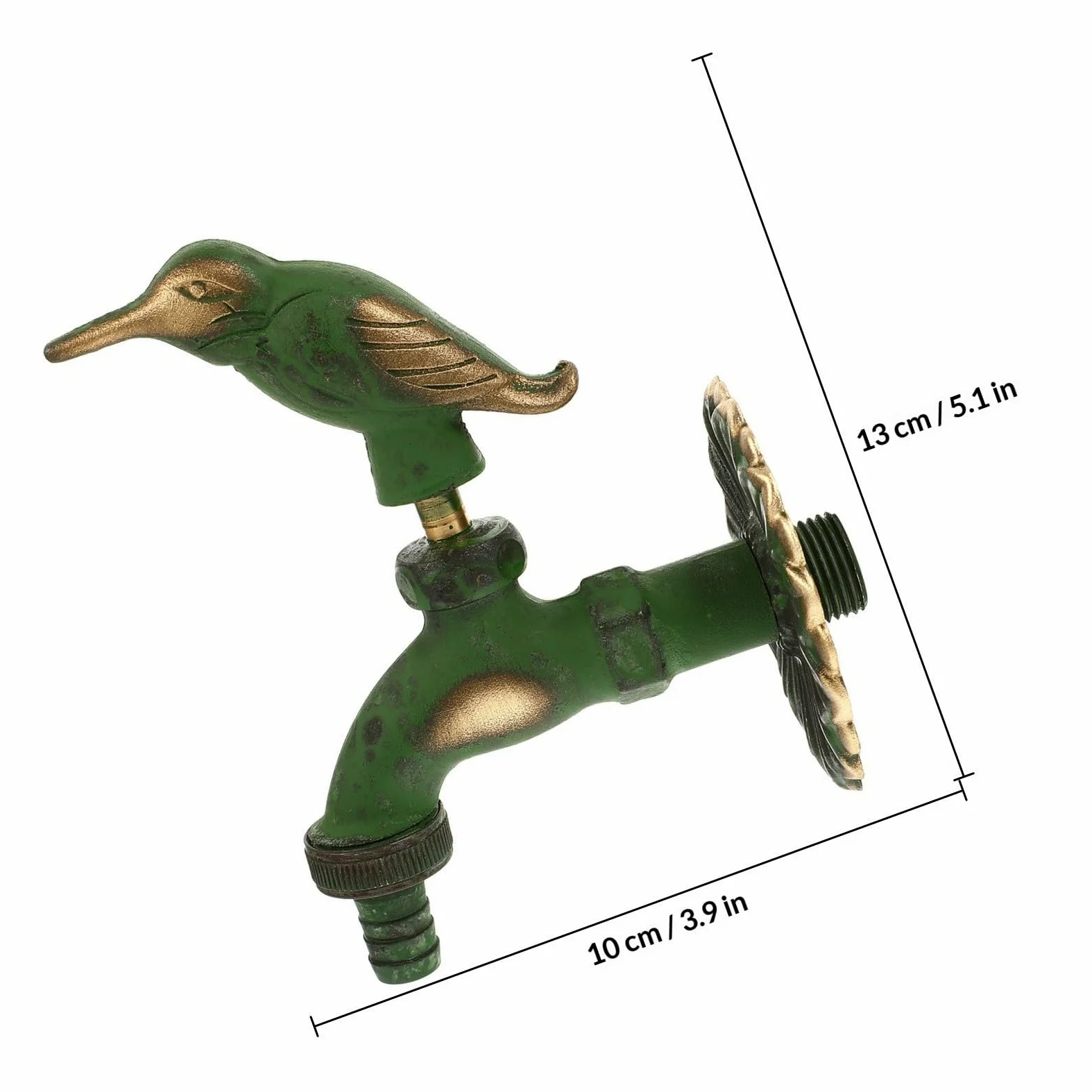 Grifo de Jardín de Cobre Diseño Antiguo y Forma de Animal para Montaje en Pared, Control Único y Estructura Estable, Adecuado para Fregona y Uso en Baño