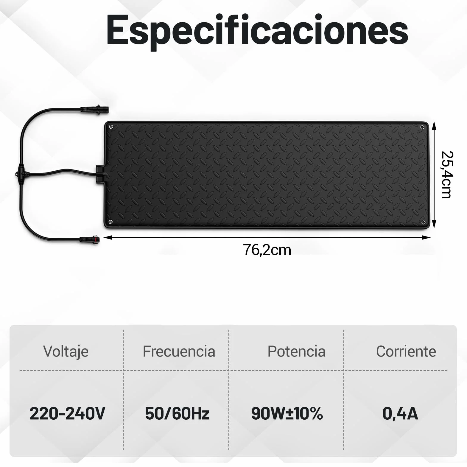 GOPLUS Alfombra Calefactora para Derretir Nieve, Alfombra de Goma Antideslizante con Derretimiento 5cm/h, Estera para Derretir Nieve y Hielo para Escaleras Entrada, 25x76CM (Sin Cable de Alimentación)