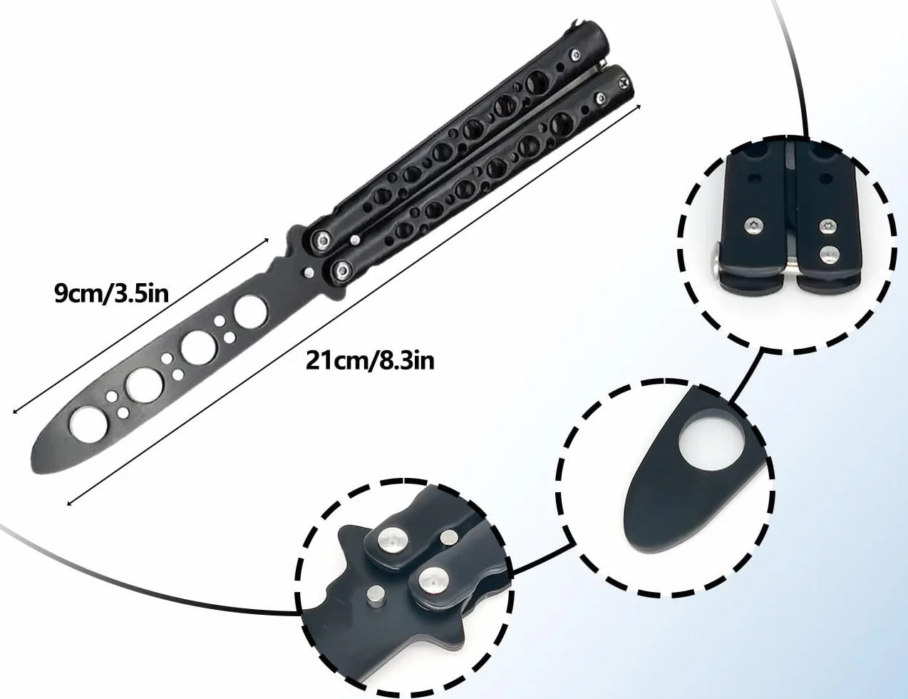 ZoeTekway Cuchillo mariposa entrenador placa roma negro