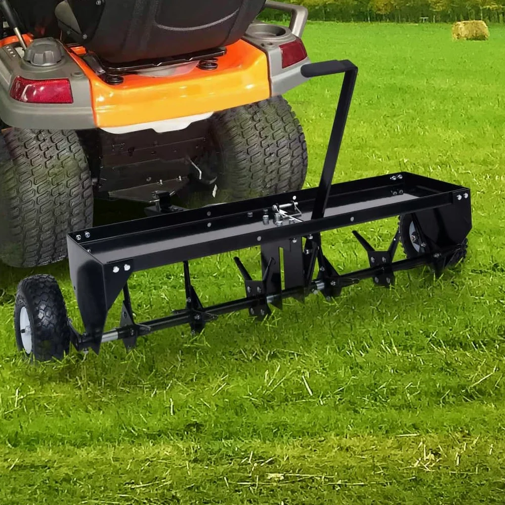 Mangloder - Escarificador para cortacésped de 102 cm de acero, 24 pasadores galvanizados, carcasa de 50 kg, acoplamiento universal para ATV y tractor de césped, cuidado del suelo para césped y prado