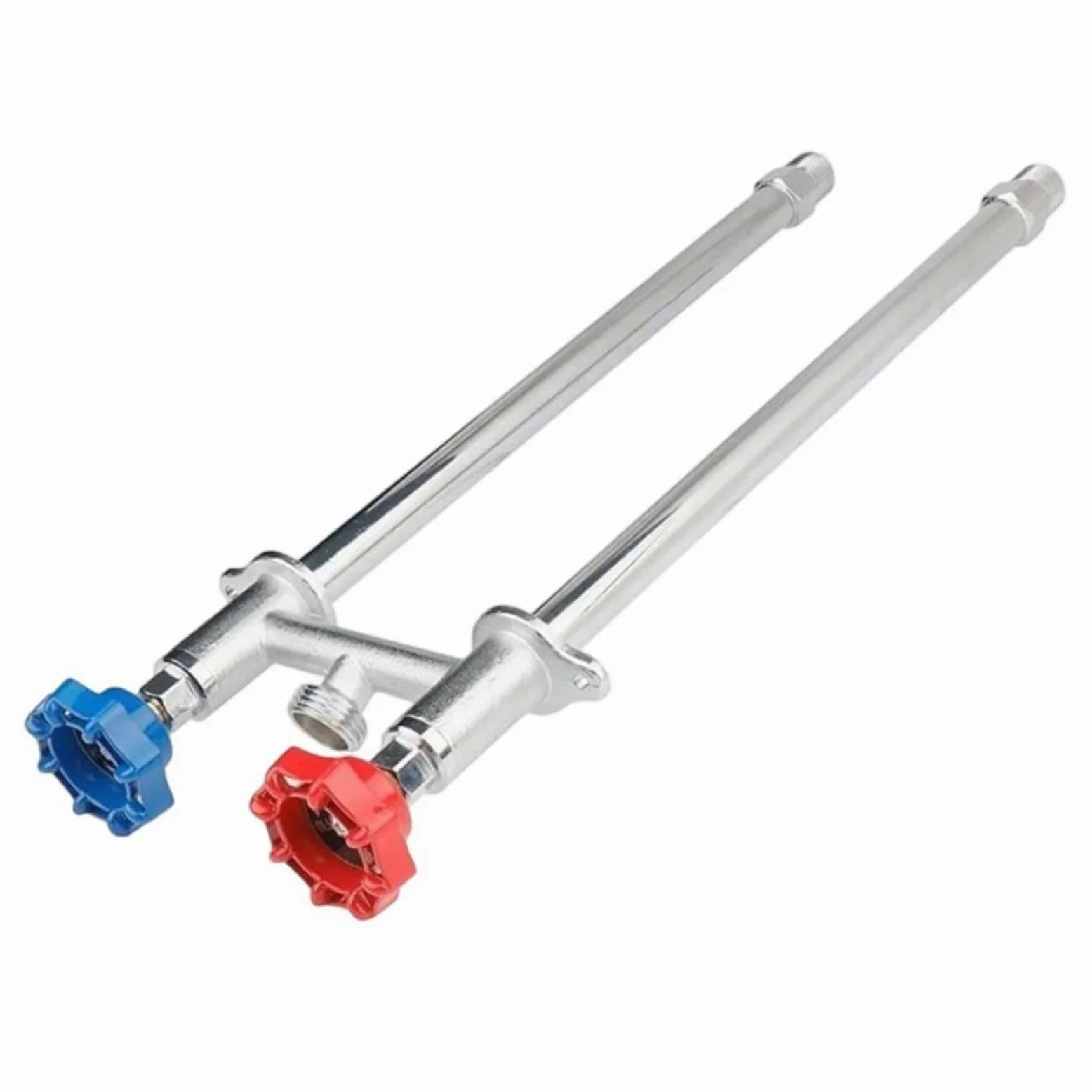 Grifo de agua exterior No Frost para agua caliente y fría, grifo de latón con superficie cromada, conector MIP de 1/2 pulgadas x 3/4 pulgadas, grifo de jardín para clima invernal (dinero largo)