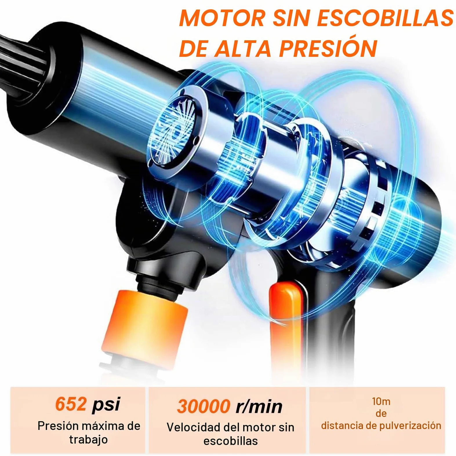 TOPALL Hidrolimpiadora Bateria Portatil,Press & Clean Pistola Lavado,Máximo 45Bar/652PSI,Pistola de Agua a Presión con Batería de 2 * 4.0Ah | Manguera de 8.5M | 6 en 1 Boquilla |Giratoria Boquilla