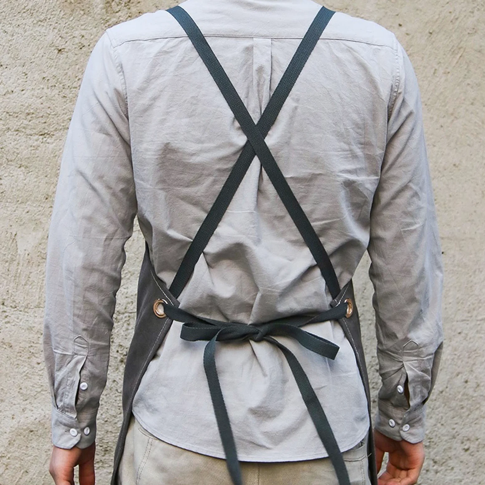 Delantal de Mezclilla para Trabajo, Ropa de Trabajo para Hombres y Mujeres, peluquería, Tienda de té, floricultura, Restaurante, Cocina y repostería (Gris)