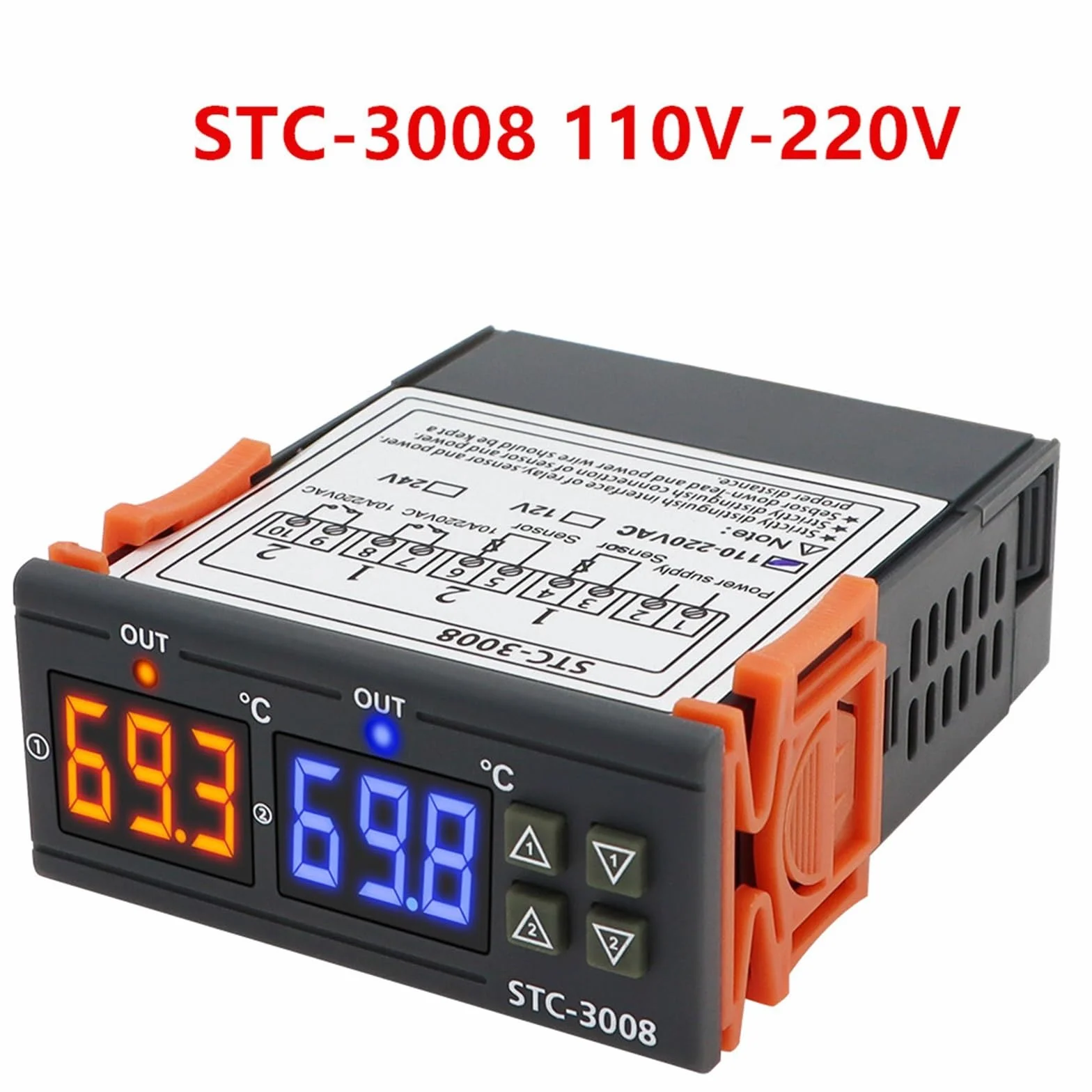 STC-1000 STC-3028 STC-3008 higrómetro Digital Controlador de Humedad termómetro Sensor Calentador refrigerador 24V/220V(STC-3008 AC110V-220V)