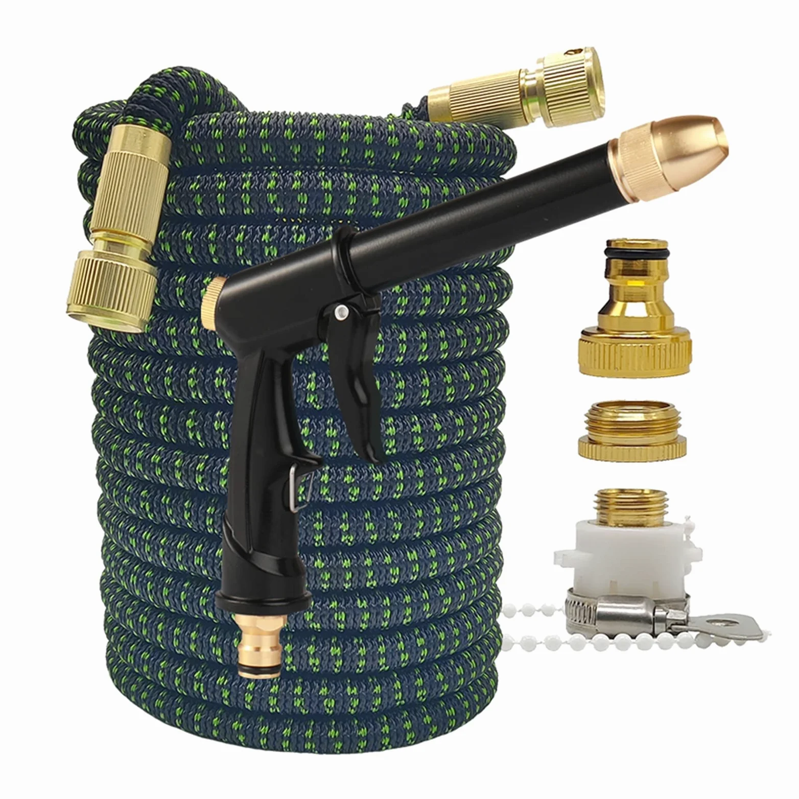 Manguera for el hogar y el jardín, manguera de riego extensible mágica de alta presión for lavado de coches, herramienta de riego for granja(Hose with gun 5,100ft)