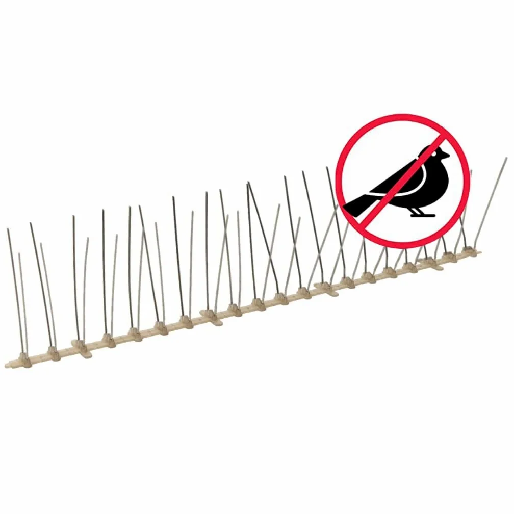 Juego de 20 púas para ahuyentar pájaros, 10 m, plástico con acero inoxidable, 4 filas, ahuyentador de gatos, martas, palomas, protección para jardín y balcón