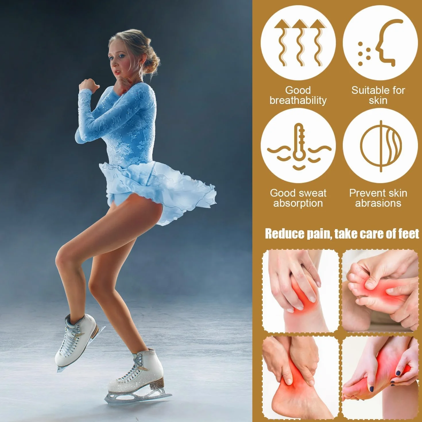 Calcetines Acolchados para Patines con Protección de Tobillo para Patinaje sobre Hielo