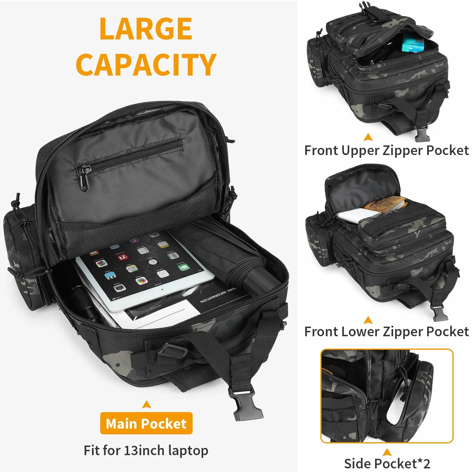Mochila Cruzada Militar Grande ENJOHOS Bolsa Molle Hombro Sling Daypack para Ciclismo Senderismo