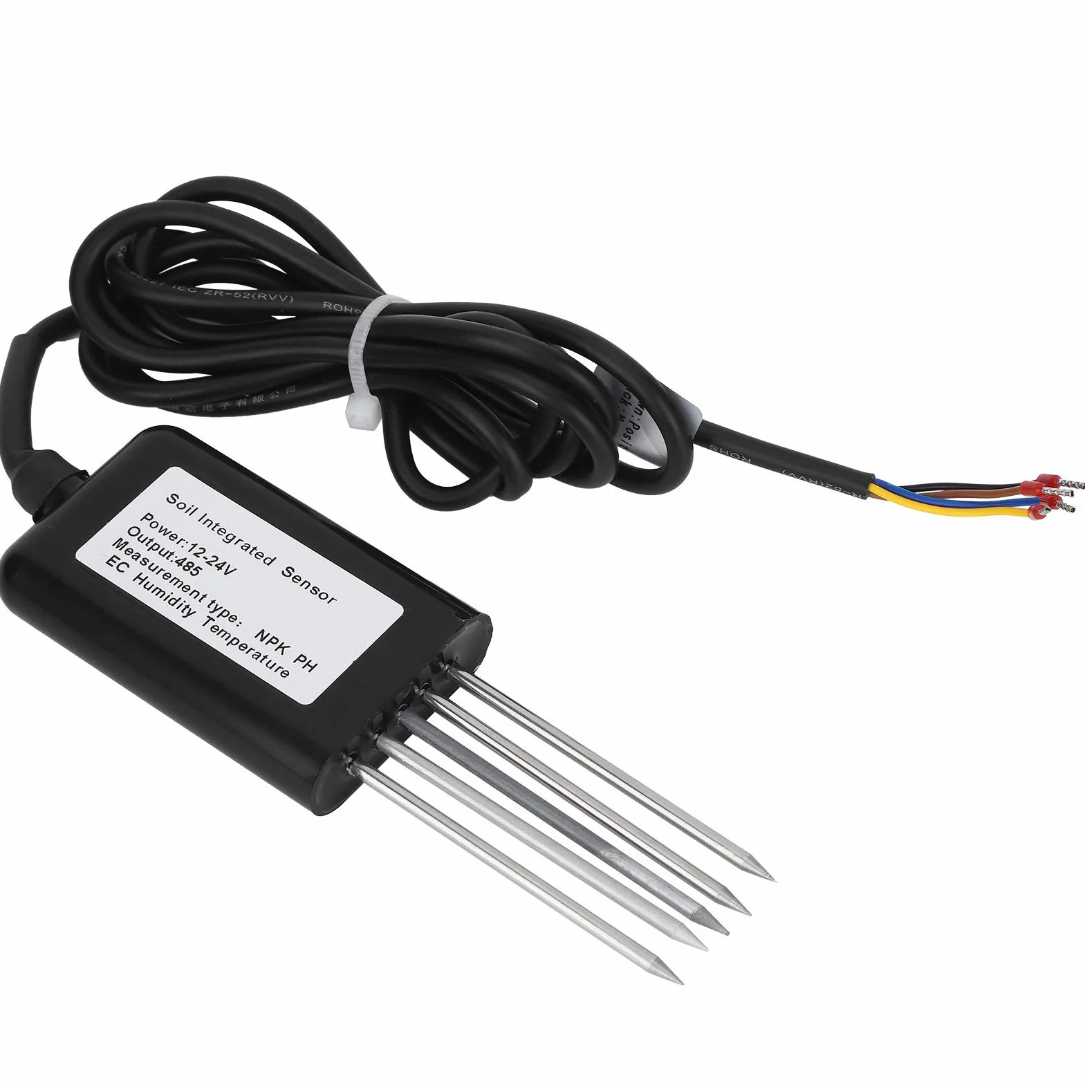 Qcwwy Rs485 Sensor de Suelo 7 en 1 Temperatura de Humedad del Suelo Ph Npk Ec Tester para Experimentos Científicos Ahorro de Agua Riego Invernadero Herramientas de Jardín