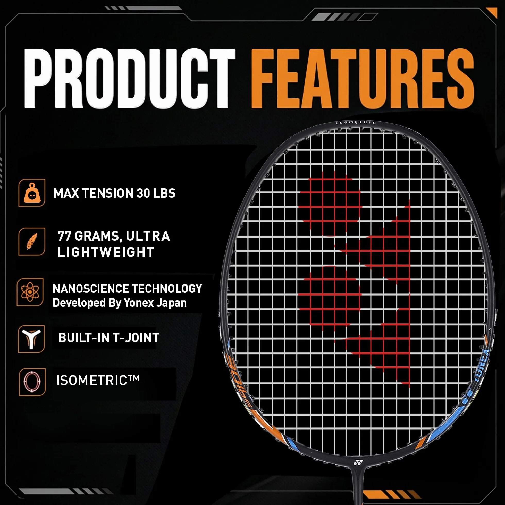 YONEX Nanoray 10F Hi-Flex Raqueta de bádminton preencordada