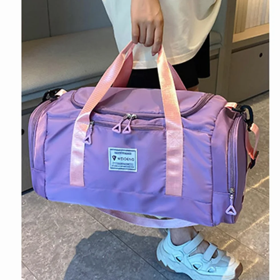 Bolsa de Deporte Mujer 28 L Impermeable Bolsillo Húmedo Compartimento Zapatos Resistente al Desgaste (Morado)