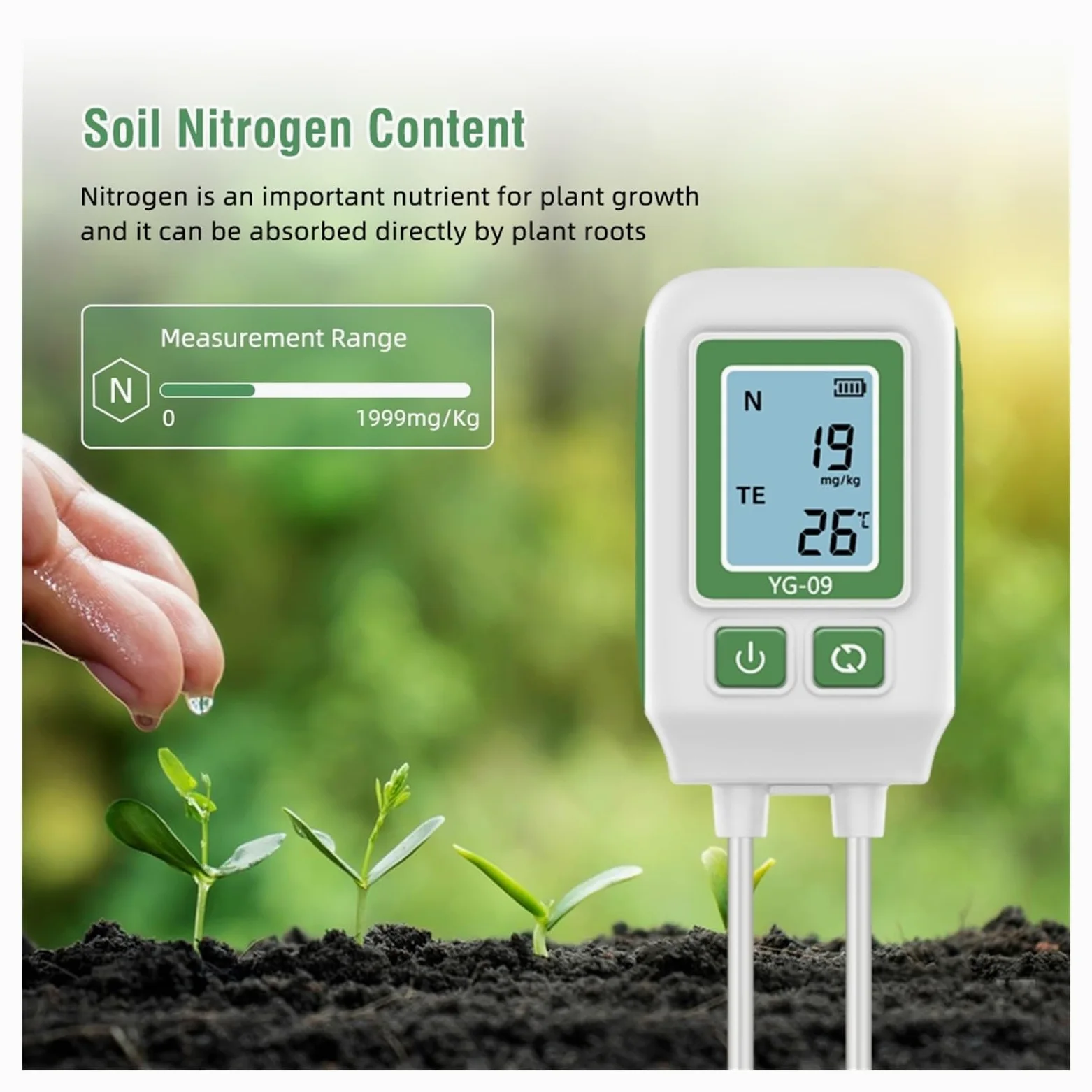 Medidor de humedad del suelo, Analizador de suelo con doble aguja, detector de nitrógeno, fósforo y potasio, comprobador de fertilidad for jardín. Para jardinería y agricultura