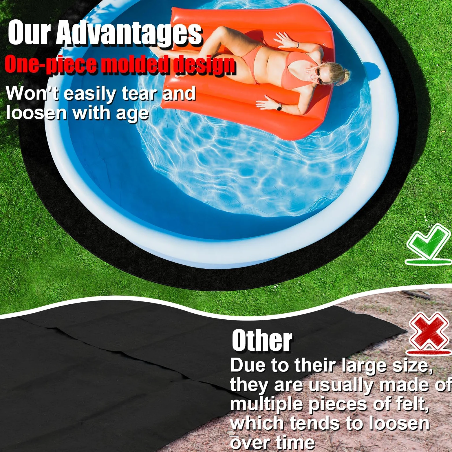 Base de Piscina Redonda 460 cm Antideslizante Resistente al Desgaste Protector Suelo