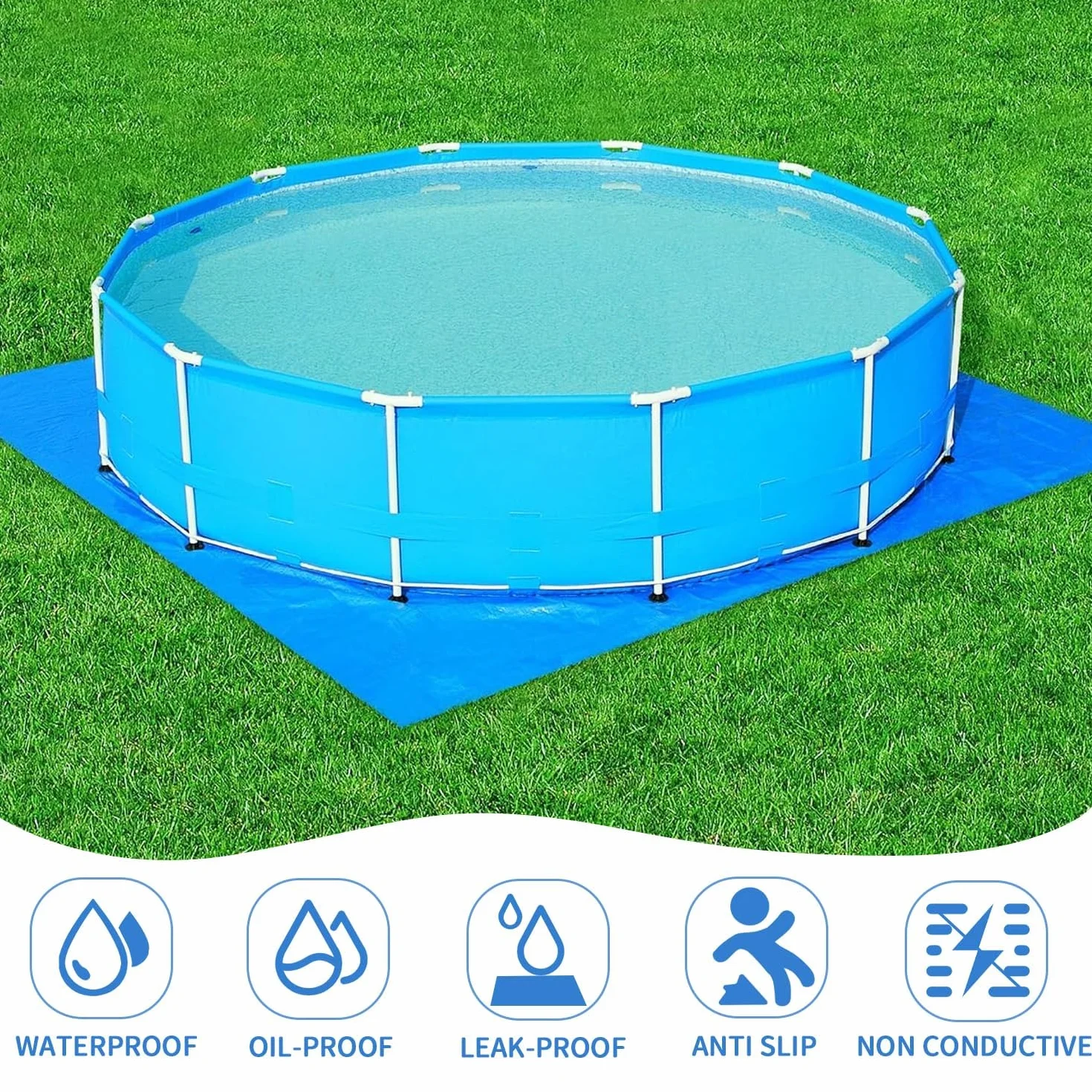 Base para piscina redonda ø366cm impermeable antideslizante protección suelo exterior