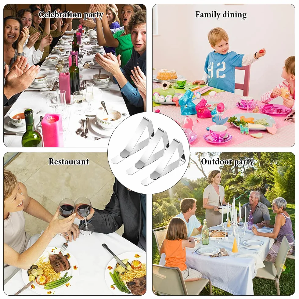Sujeta Manteles de Mesa,24 Pack Pinzas para Mantel de Acero Inoxidable,Clips elásticas de Mantel Pinza para Cubierta Ideal para el hogar, Fiestas, Picnics, Restaurante, Bodas, Buffets, Cenas