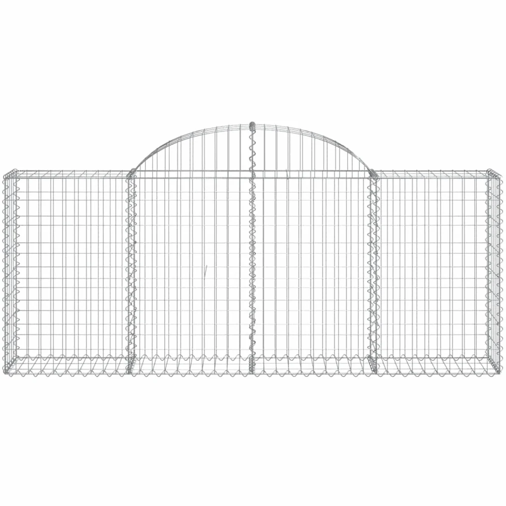 Gaviones con arco alto, 6 unidades, 200 x 30 x 80/100 cm, hierro galvanizado para barreras de jardín y protección visual como pared decorativa de gaviones de alambre robusto