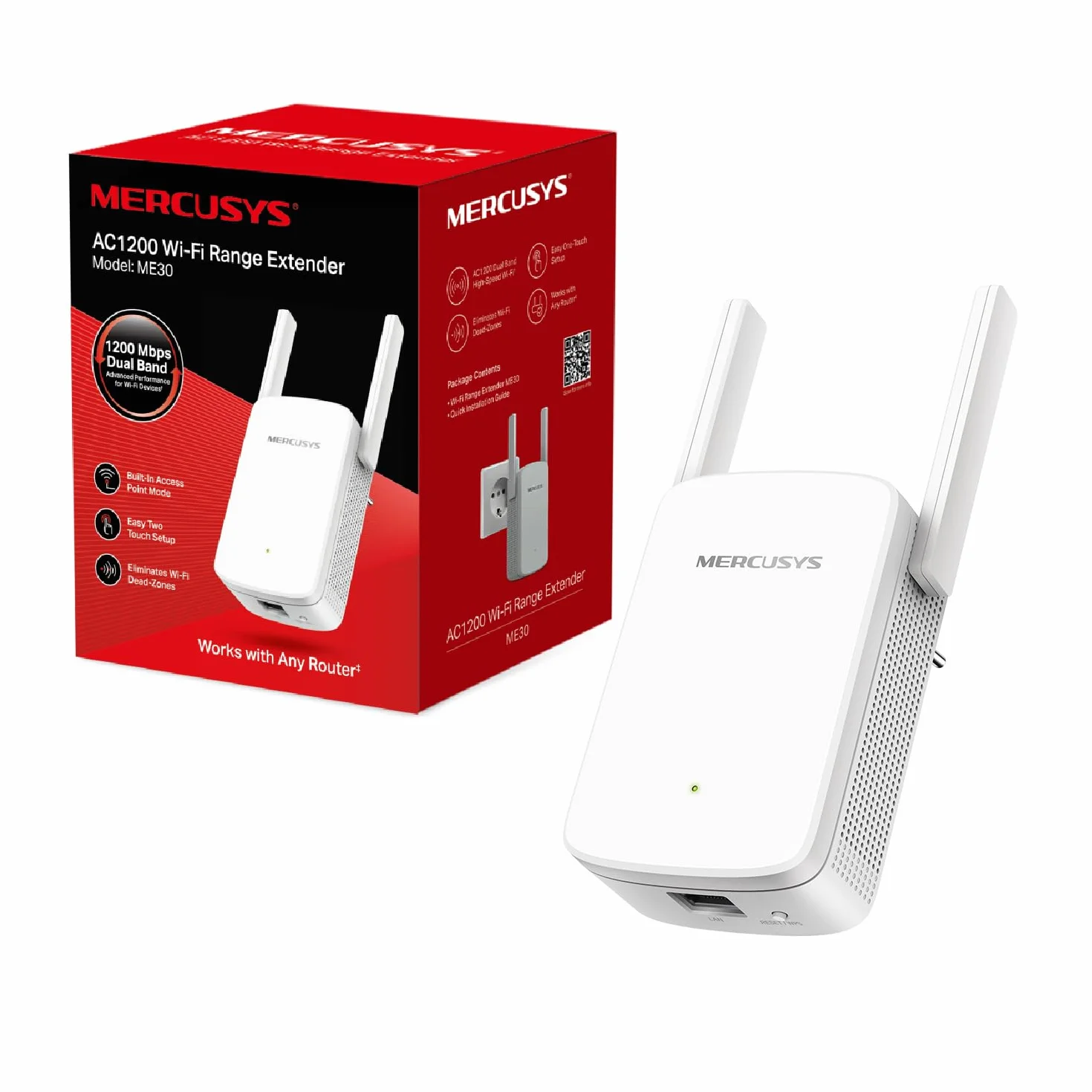 MERCUSYS ME30 AC1200 Repetidor WiFi 5 GHz 2.4 GHz 2 Antenas Externas