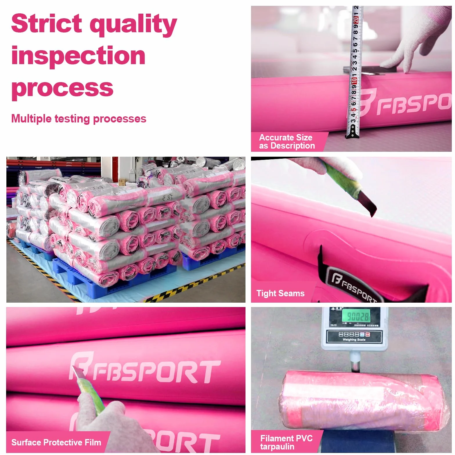 FBSPORT Airtrack Alfombrilla de entrenamiento 3/4/5 m 10/20 cm grosor con bomba de aire y bolsa de transporte esterilla de gimnasia hogar yoga aire libre tumbling