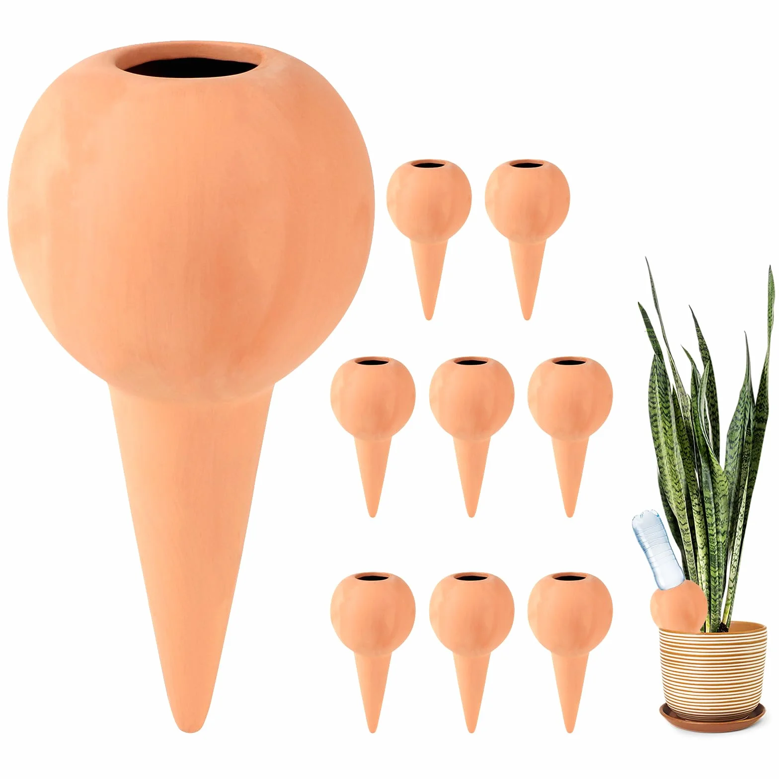 EXLECO 8X 360ml Conos para Plantas Dispositivos Grande Regador de Bolas de Riego Automatico Macetas de Terracota Dispensador de Agua para Plantas Automática Botella de Riego de Agua de Planta