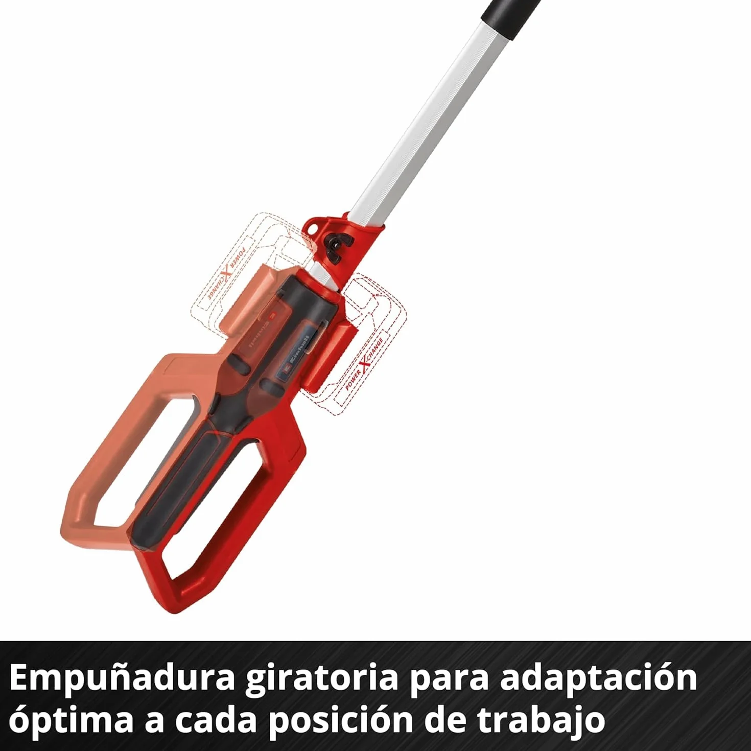 Einhell Cortasetos de Barra con batería GC-HH 18/45 Li T-Solo Power X-Change (Iones de Litio, 18 V, Agarre Principal Giratorio, Cabezal de Motor inclinable en 7 Posiciones, sin batería ni Cargador)