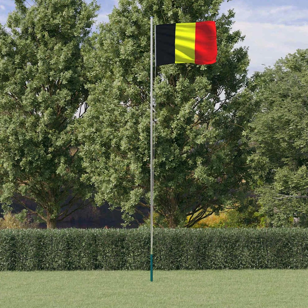 Genérico Mástil y Bandera de Bélgica Aluminio 6,23 m,Casa y jardín,Decoración,Banderas y Mangas de viento-3147087