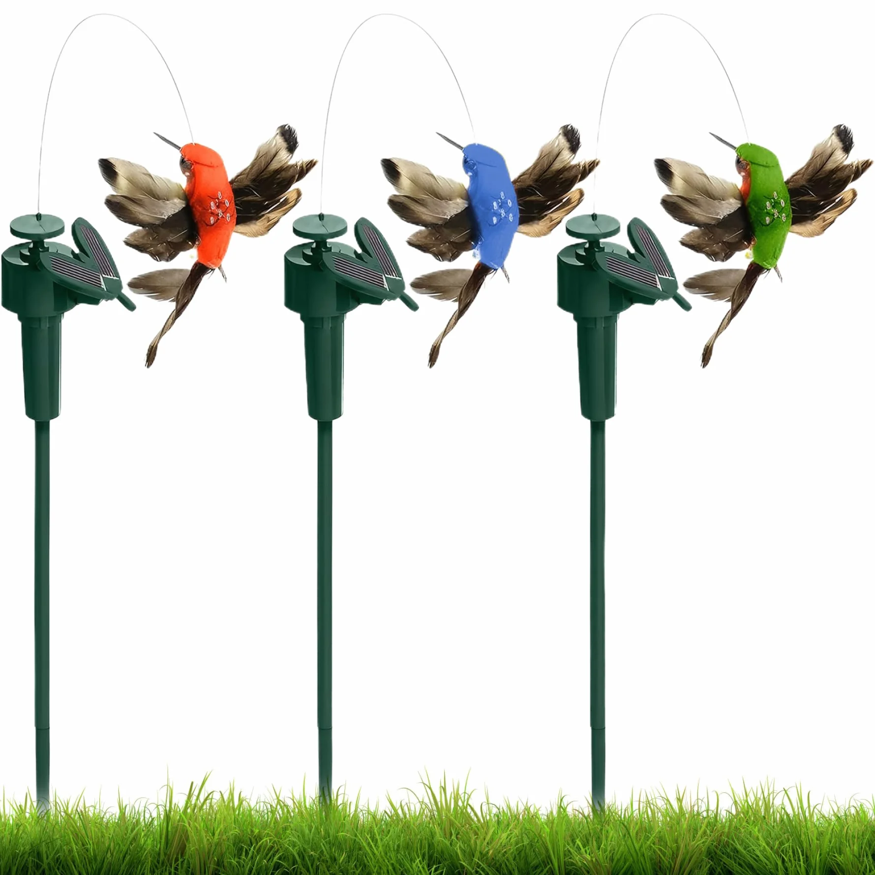Estaca de jardín de colibríes 3 Piezas Impermeables aletero de colibríes solares solares Solar/batería para Patio de Patio Exterior