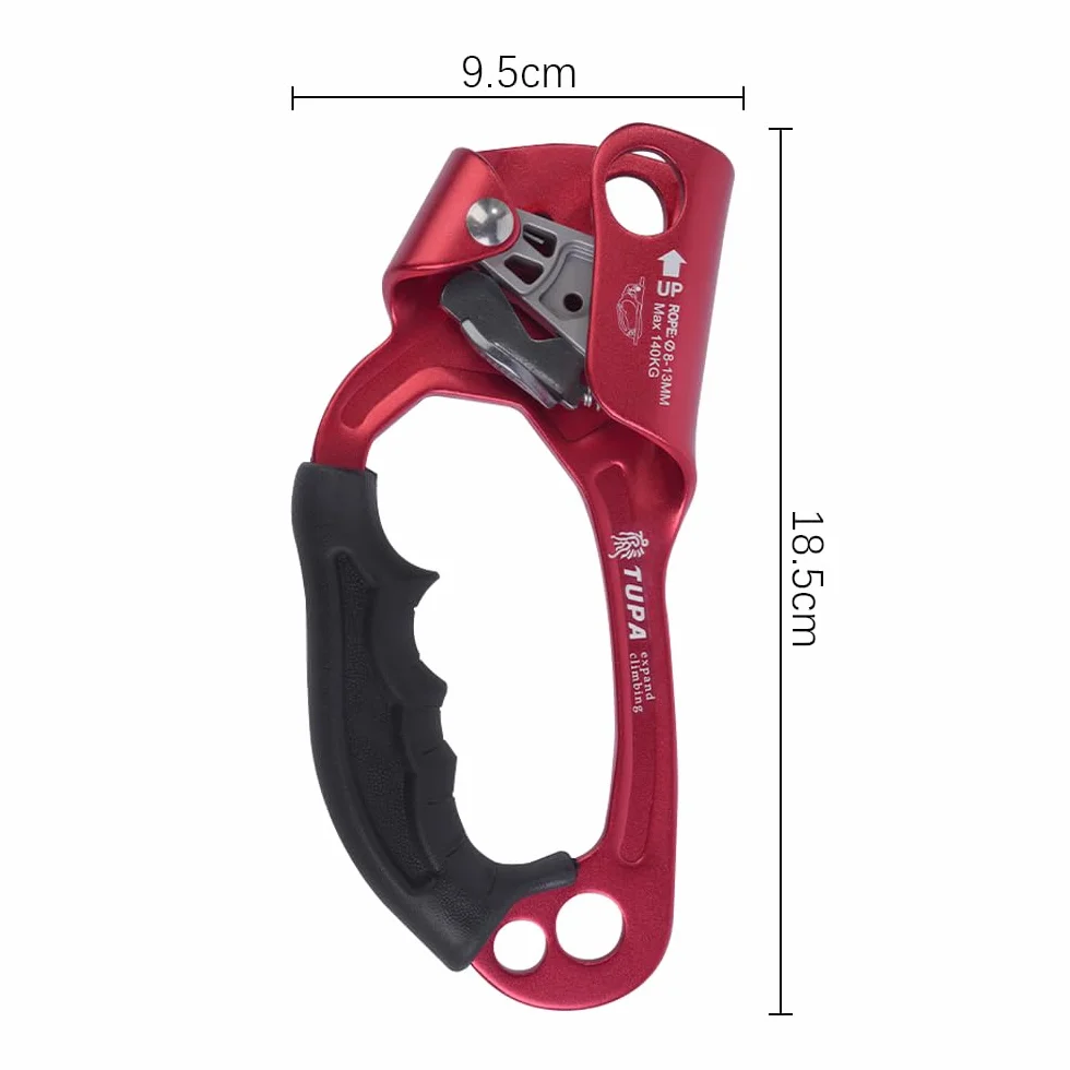 Left Hand Ascender Rope Clamp for 8-12mm Rope Rock Climbing Arborist Rappelling Gear