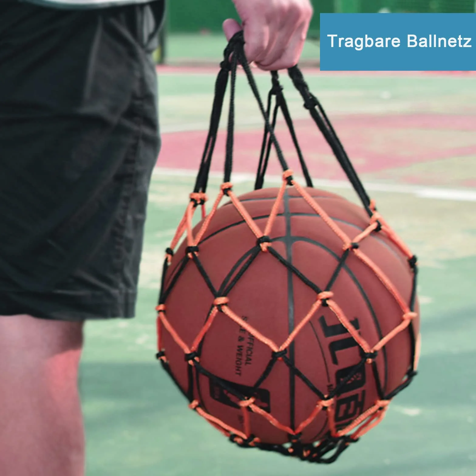 Red de Pelota Portátil, Juego de 2 Bolsas para Redes de Baloncesto, Fútbol, Transporte de Pelota, 2 Pasadores (Azul Blanco + Negro Rojo)