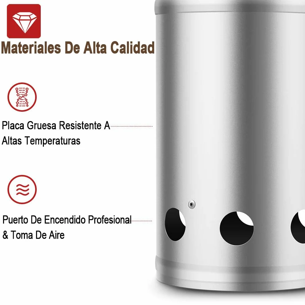BEAU JARDIN Encendedor de carbón para Barbacoa para encender la Parrilla Arrancador Chimenea Chimenea de 28 x 18 cm Plata Chimenea de Encendido de Encendido Parrilla de Barbacoa Encendedor