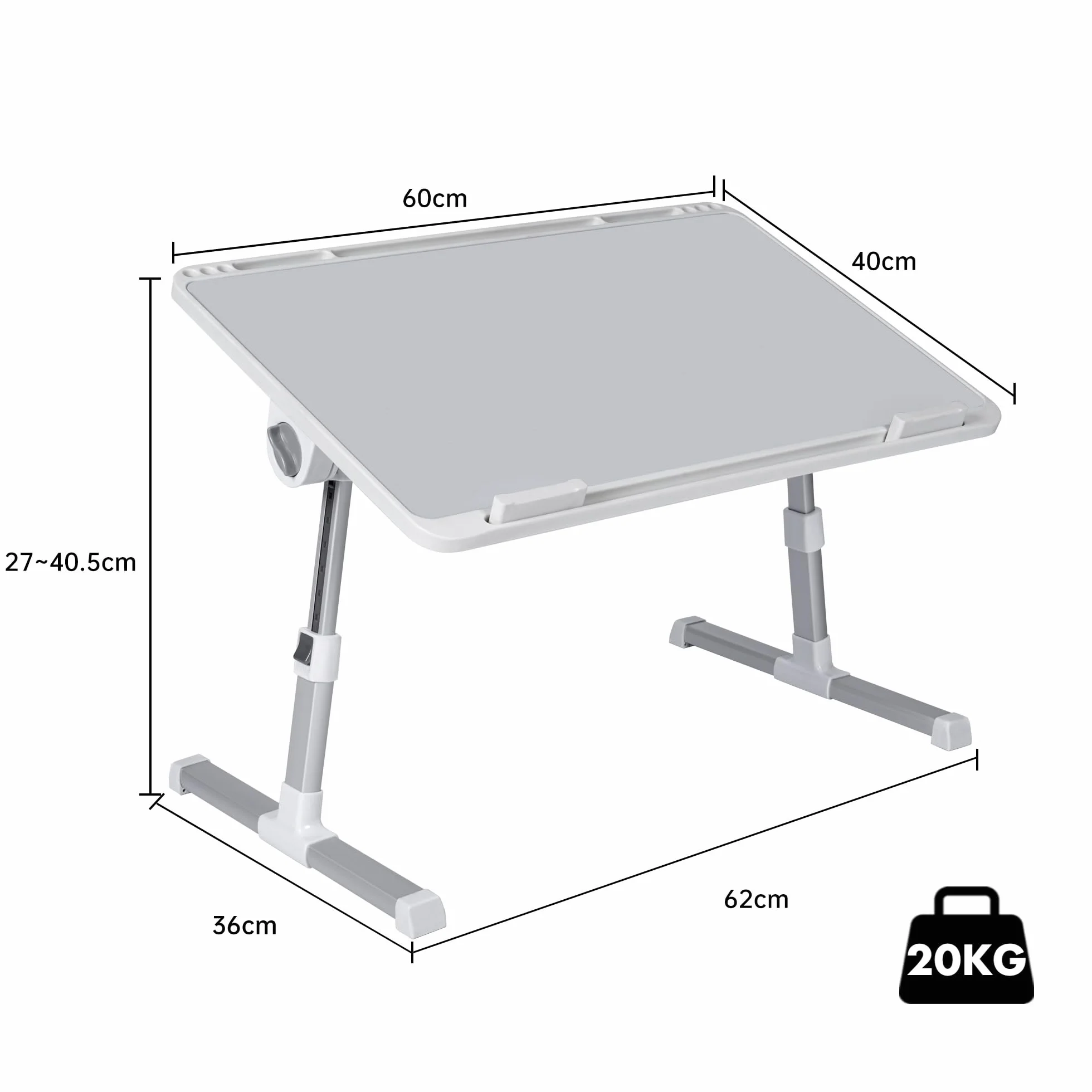Mesa Auxiliar Plegable 60x40cm para Ordenador Regulable en Altura