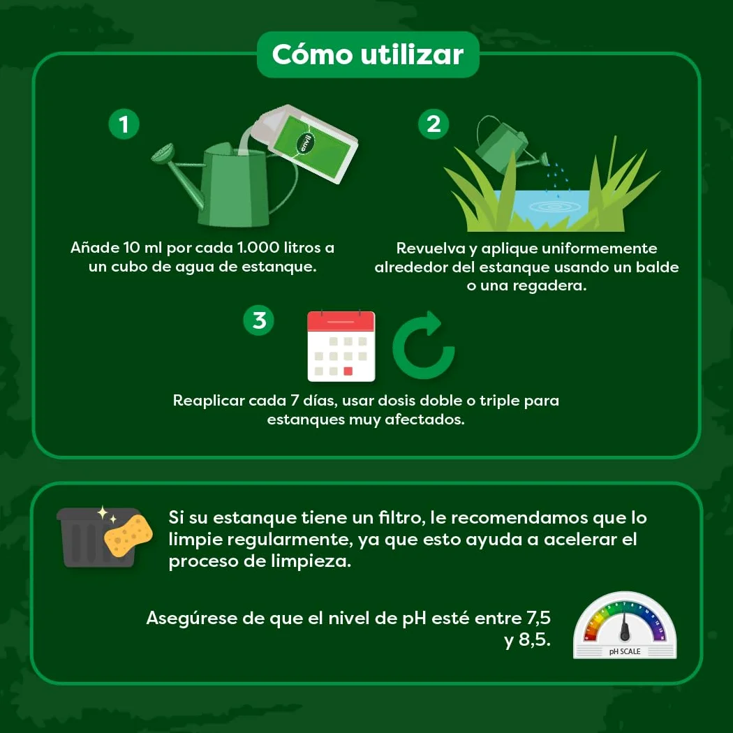 Envii Pond Klear Xtra Tratamiento Agua Verde Bacterias Limpiador Estanques 60000L 4°C