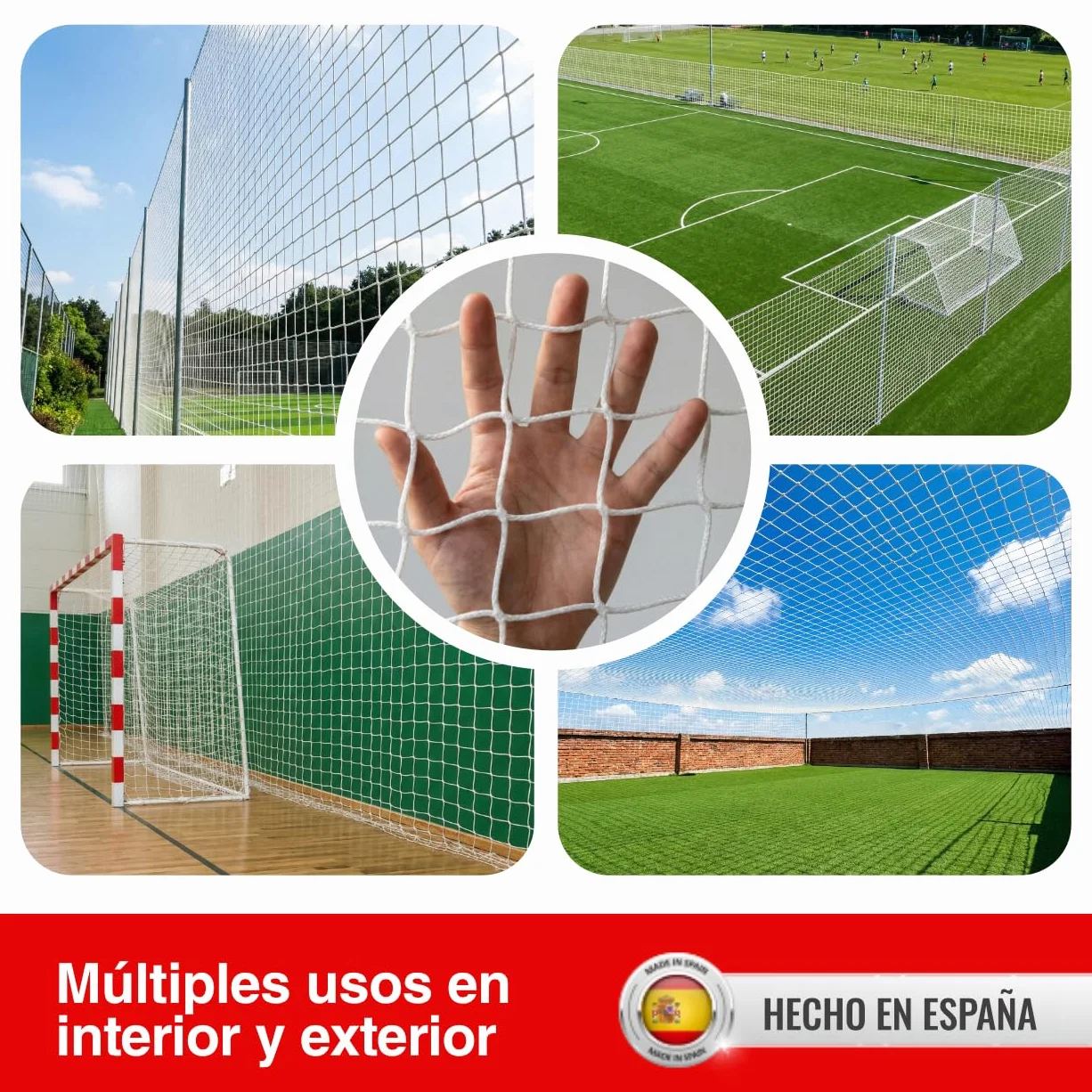 Red Deportiva de Malla Polipropileno 100x100 Alta Resistencia para Pistas Deportivas