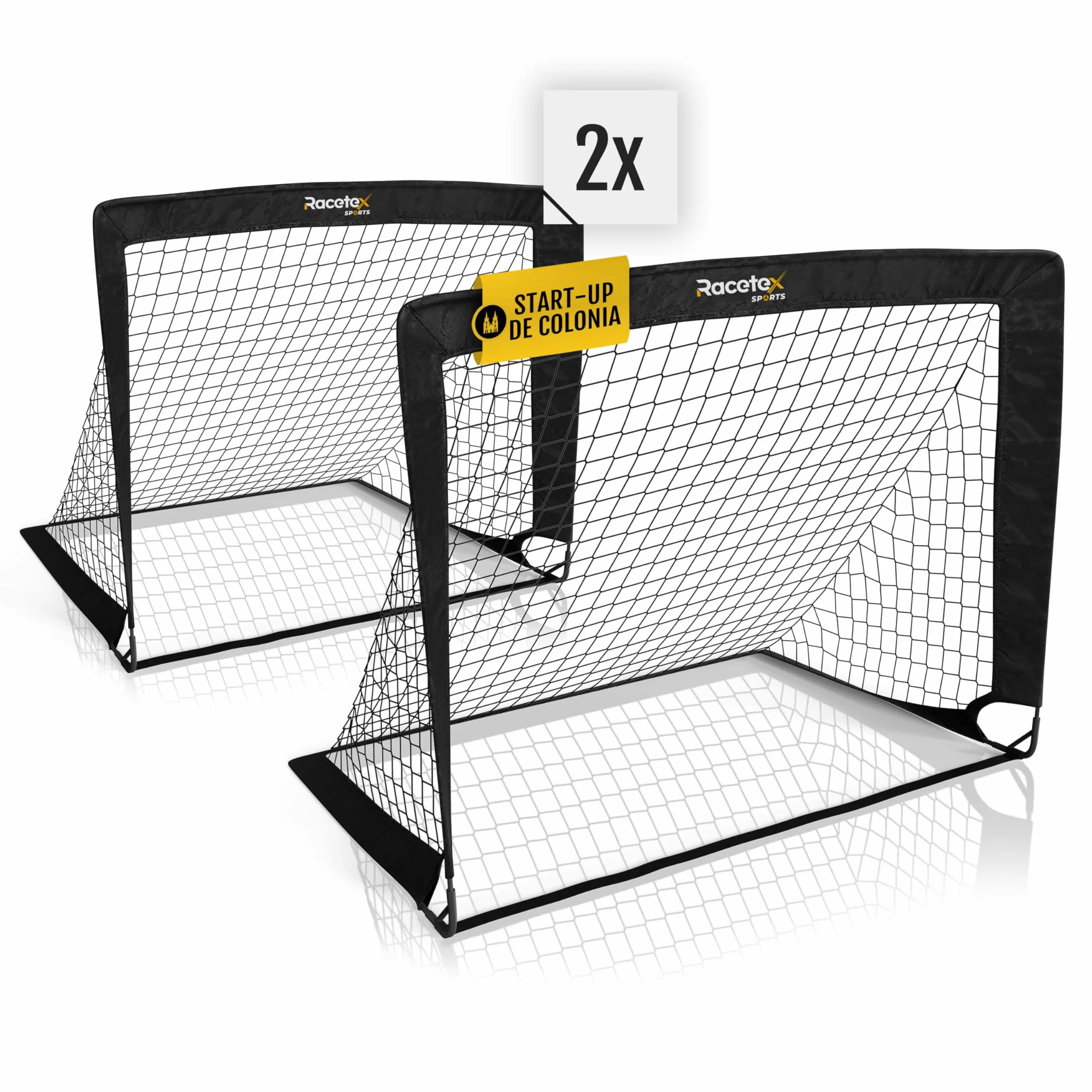 Porteria Futbol niños Set x 2 con Postes Reforzados de Fibra de Vidrio y Bolsa Transportar